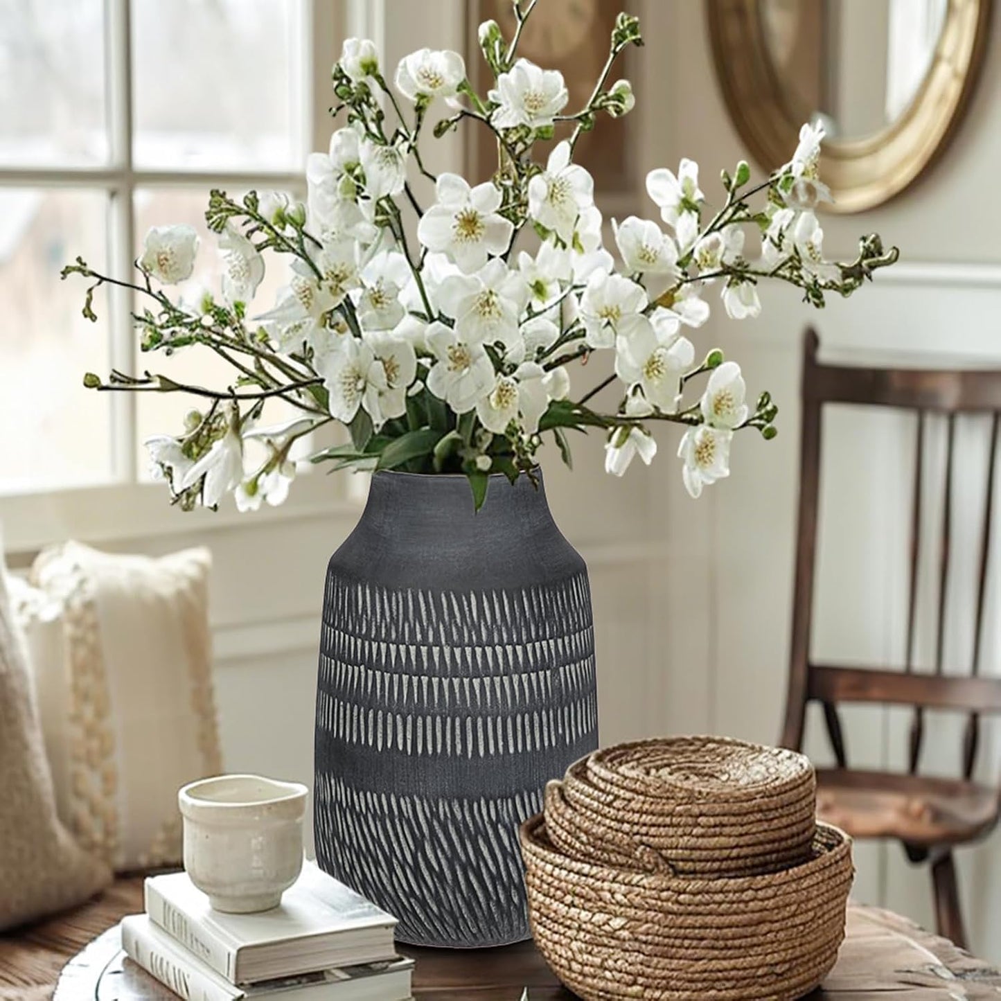 11" Rustic Farmhouse Vase / 11" Dark Gray