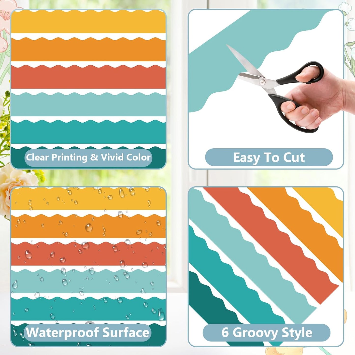 Colorful Wavy Scalloped Rolled / Groovy / 216 Inch