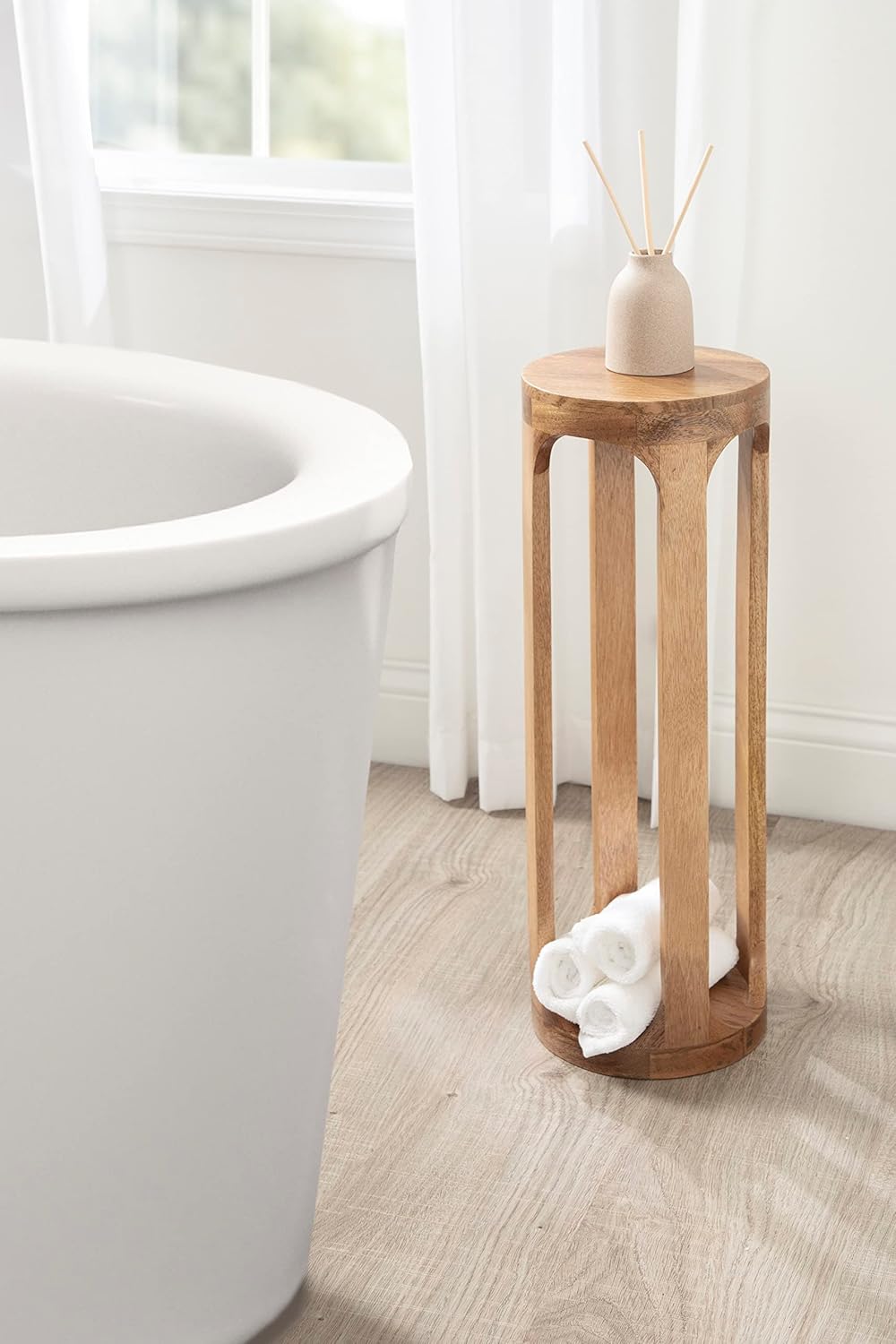 Dahl Wooden Round Drink Table / Natural / 8 x 8 x 23