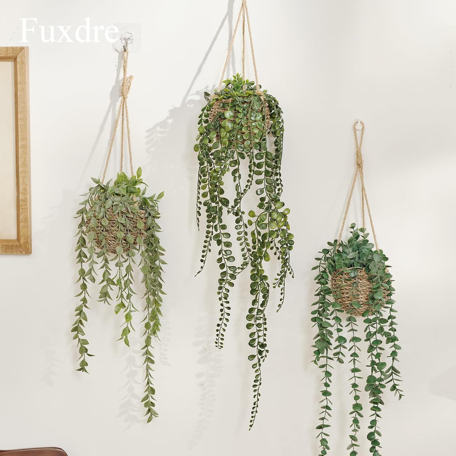 Mini Artificial Hanging Greenary Fake Hanging Plants in Basket / Hanging-a / Set of 3