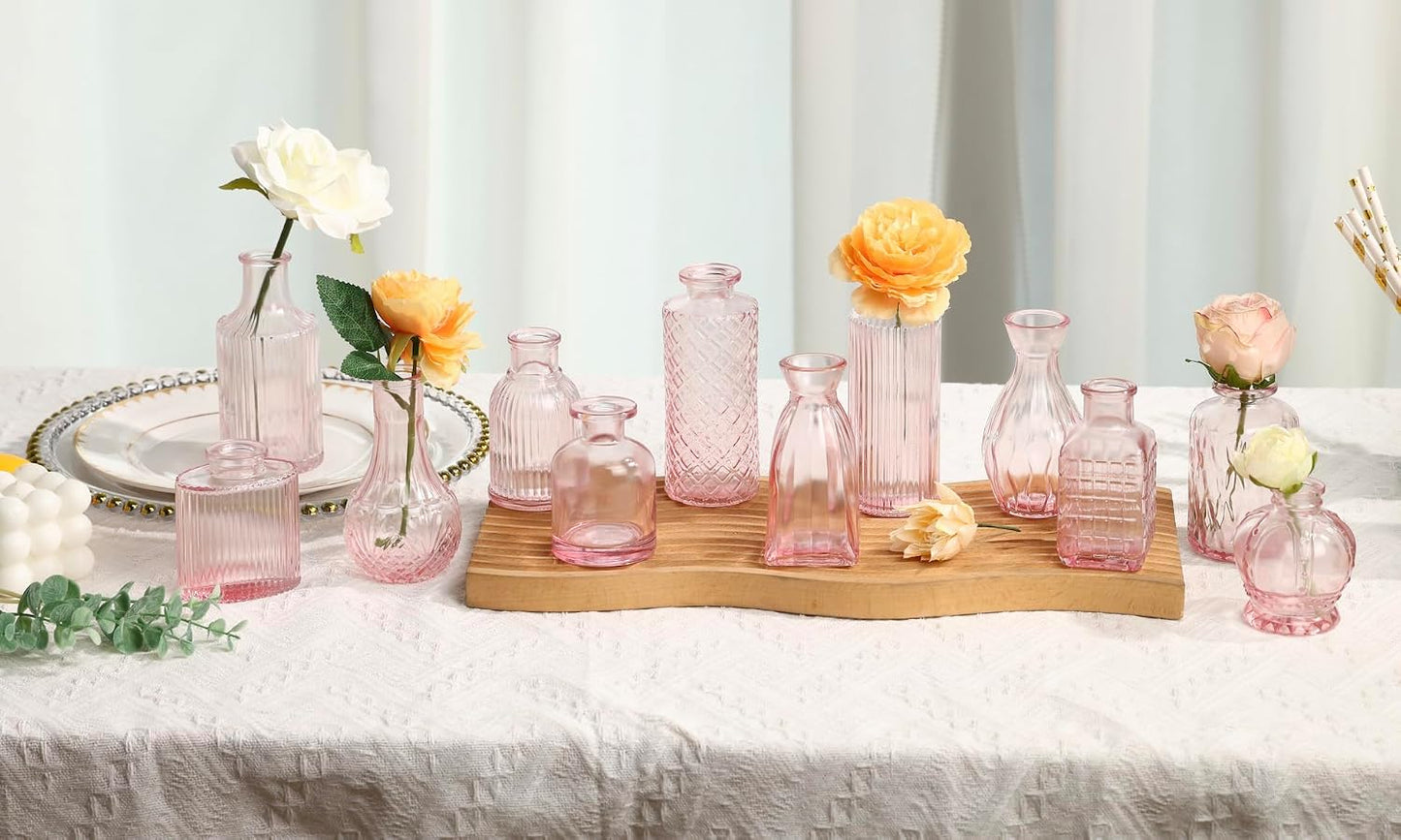 Glass Bud Vase Set / Pink / Set of 36