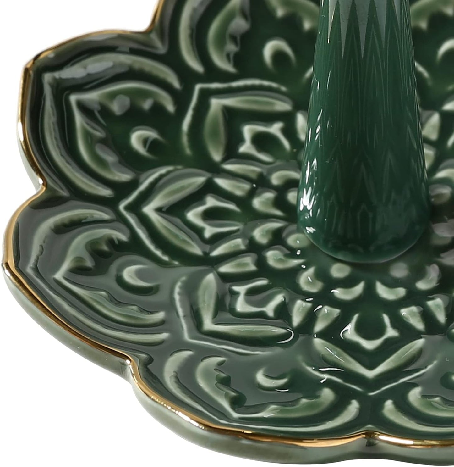Ceramic Mandala Ring Holder Decorative Jewelry Holder/Trinket Tray Engagement Christmas / Green