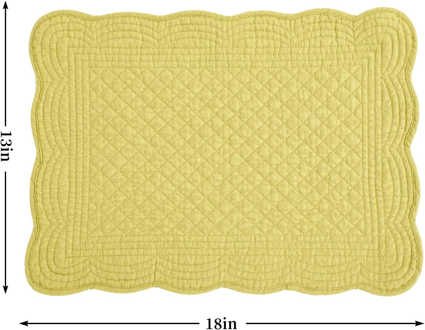 HOMBYS Quilted Placemats Set of 6 Washable-13x18 inches Rectangular Placemats for Kitchen Table-100% Cotton Fabric