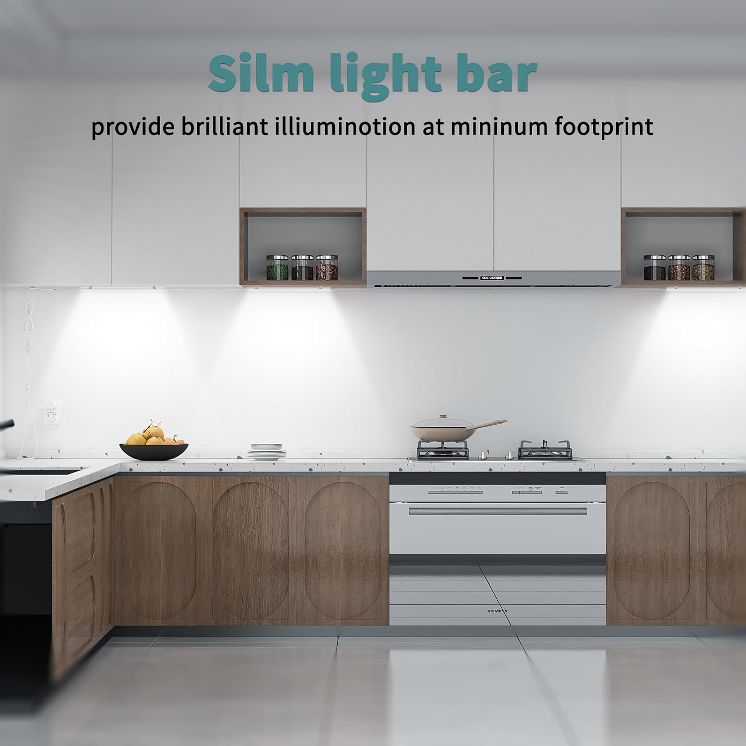 ASOKO Dimmable Led Under Cabinet Lighting for Kitchen - 6 Pcs 12 inches Linkable Led Counter Light Bars, Cold White