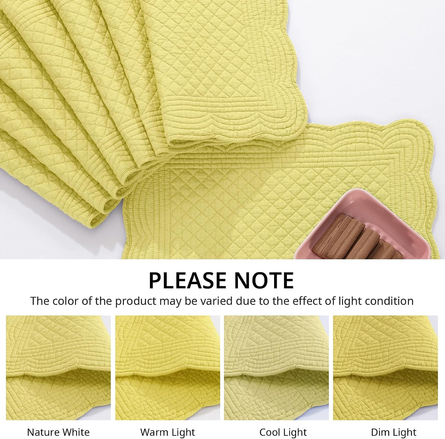 HOMBYS Quilted Placemats Set of 6 Washable-13x18 inches Rectangular Placemats for Kitchen Table-100% Cotton Fabric