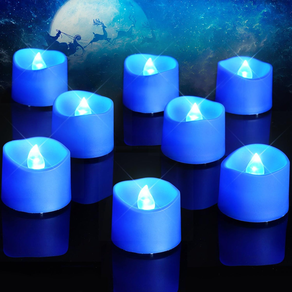 Homemory 24-Pack Blue Flameless Battery Tea Light Candles, 200+ Hours