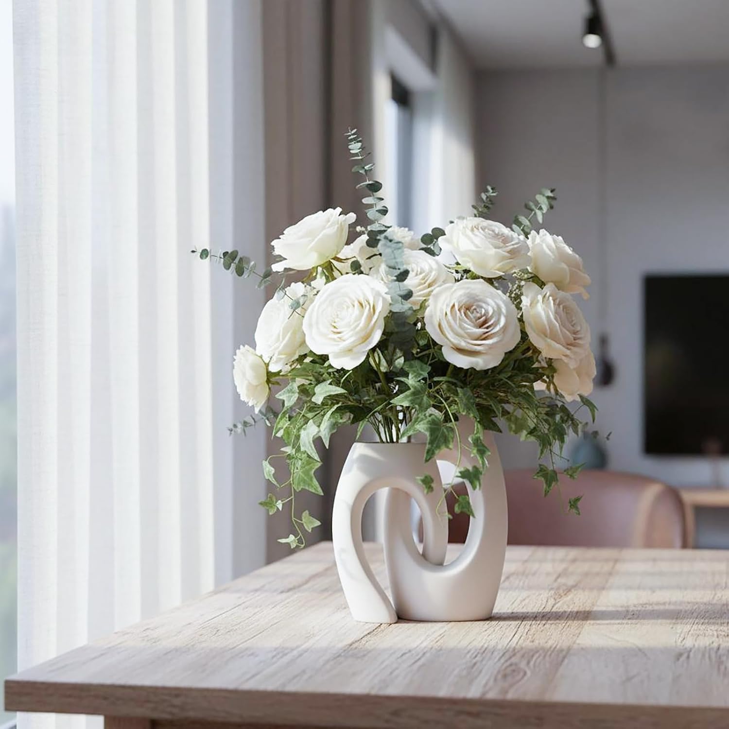 Ceramic Vase by / White / Set of 2