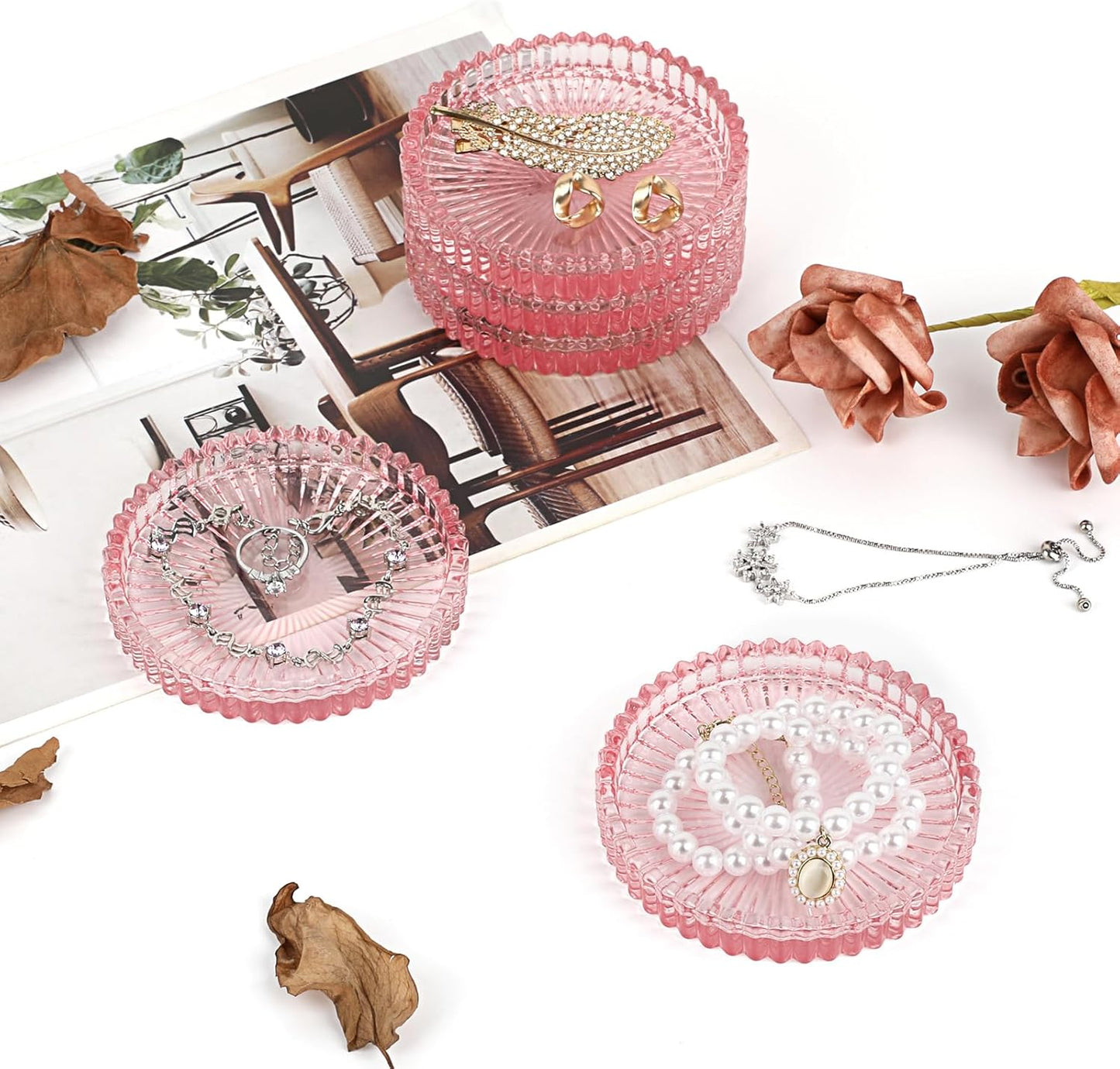 Modern Clear Coaster / Clear Pink / Set of 5