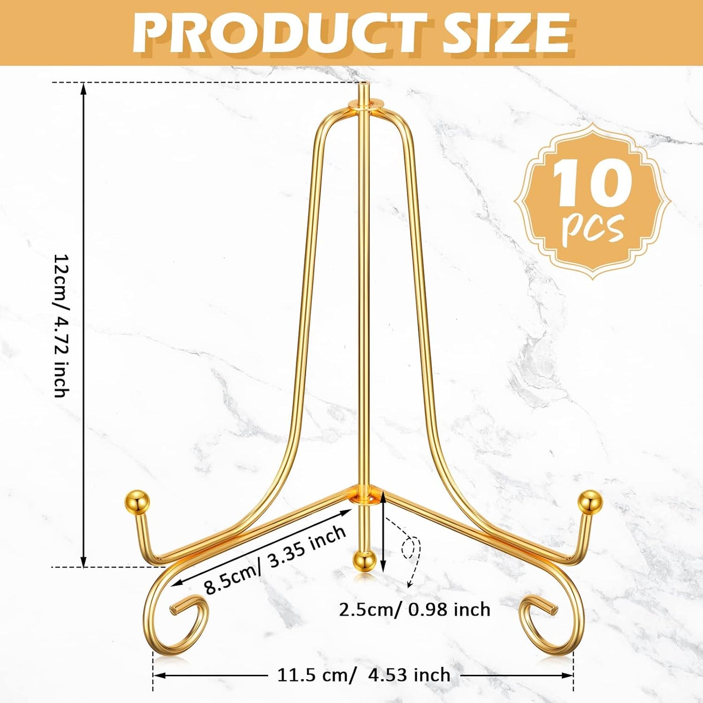 Picture Frame / Easel Stands for Photo / Gold / 6 Inch / Set of 10