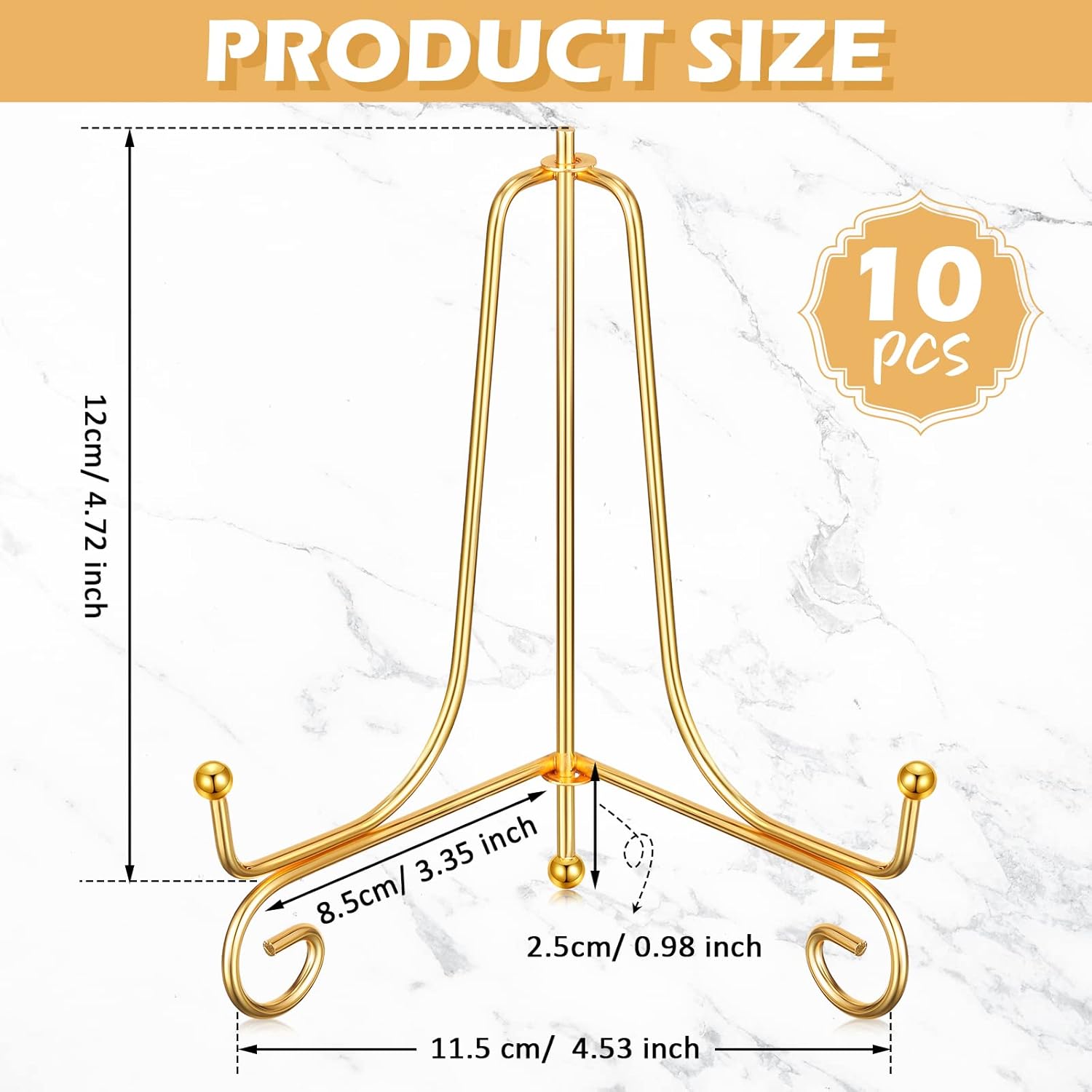 Picture Frame / Easel Stands for Photo / Gold / 6 Inch / Set of 10