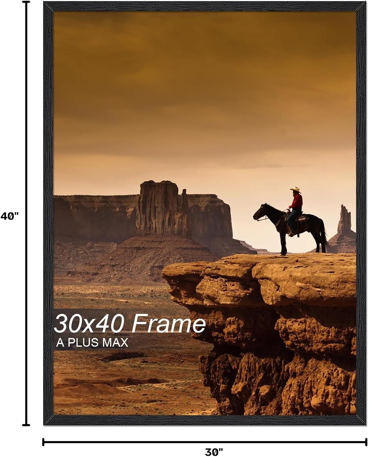 A PLUS MAX 30x40 Picture Frame Black Light Weight Wall Mount | 30 x 40 Inch Black Wood-grain Engineered Wood Material