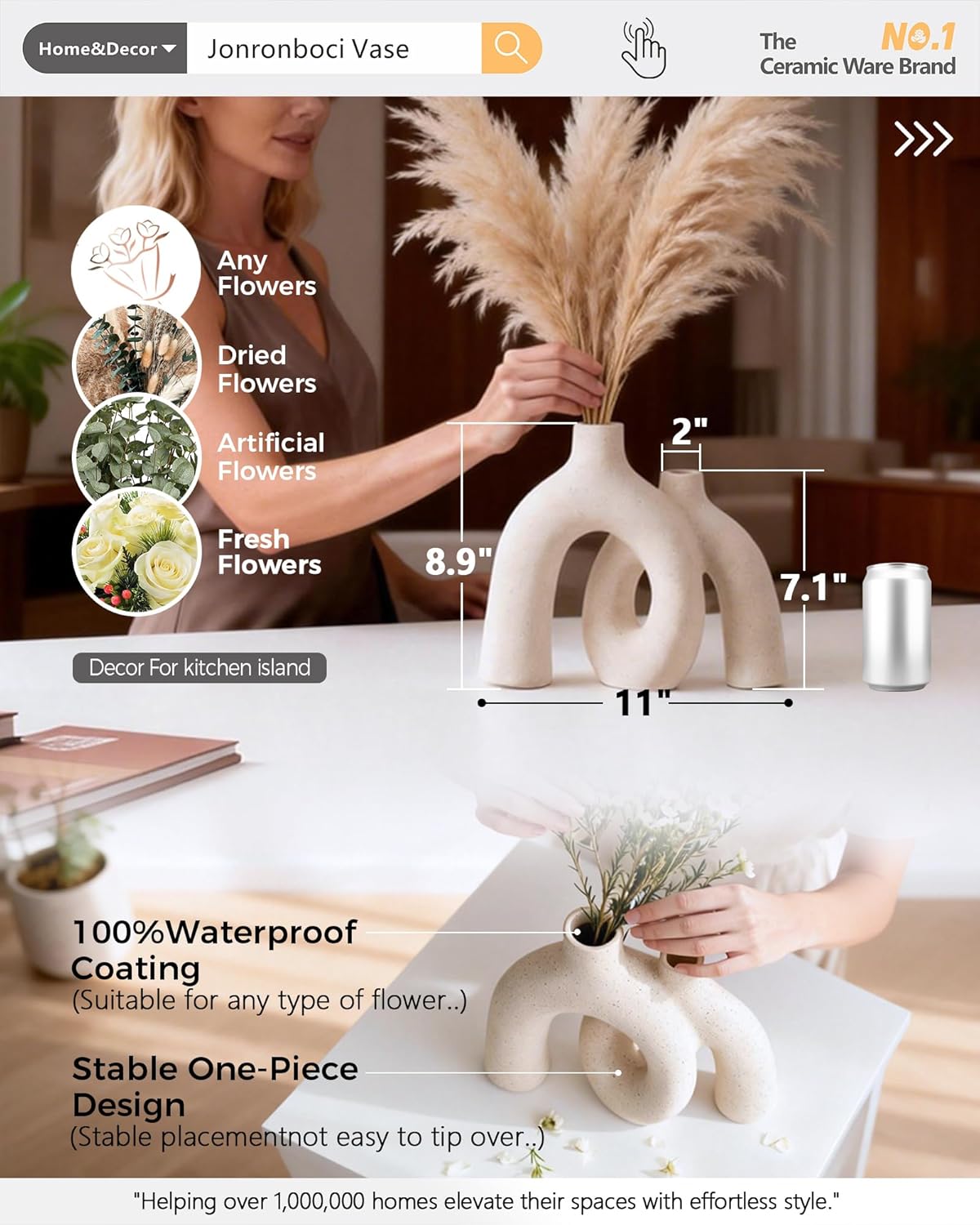 Modern Nordic Boho Style Vases Home Decor / Cream White