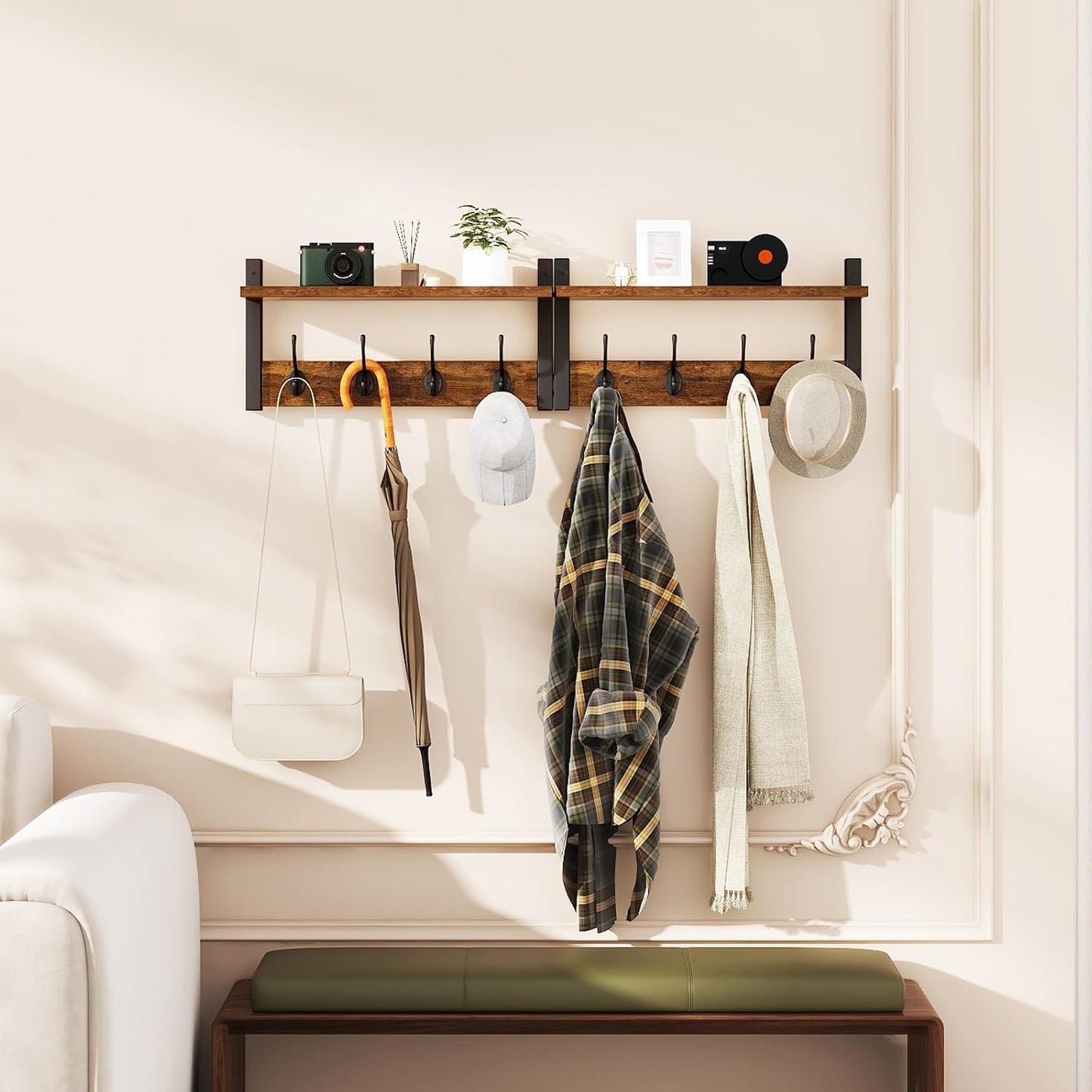 8 Hooks / Coat Hooks / Rustic Brown / 31.5 / Set of 2
