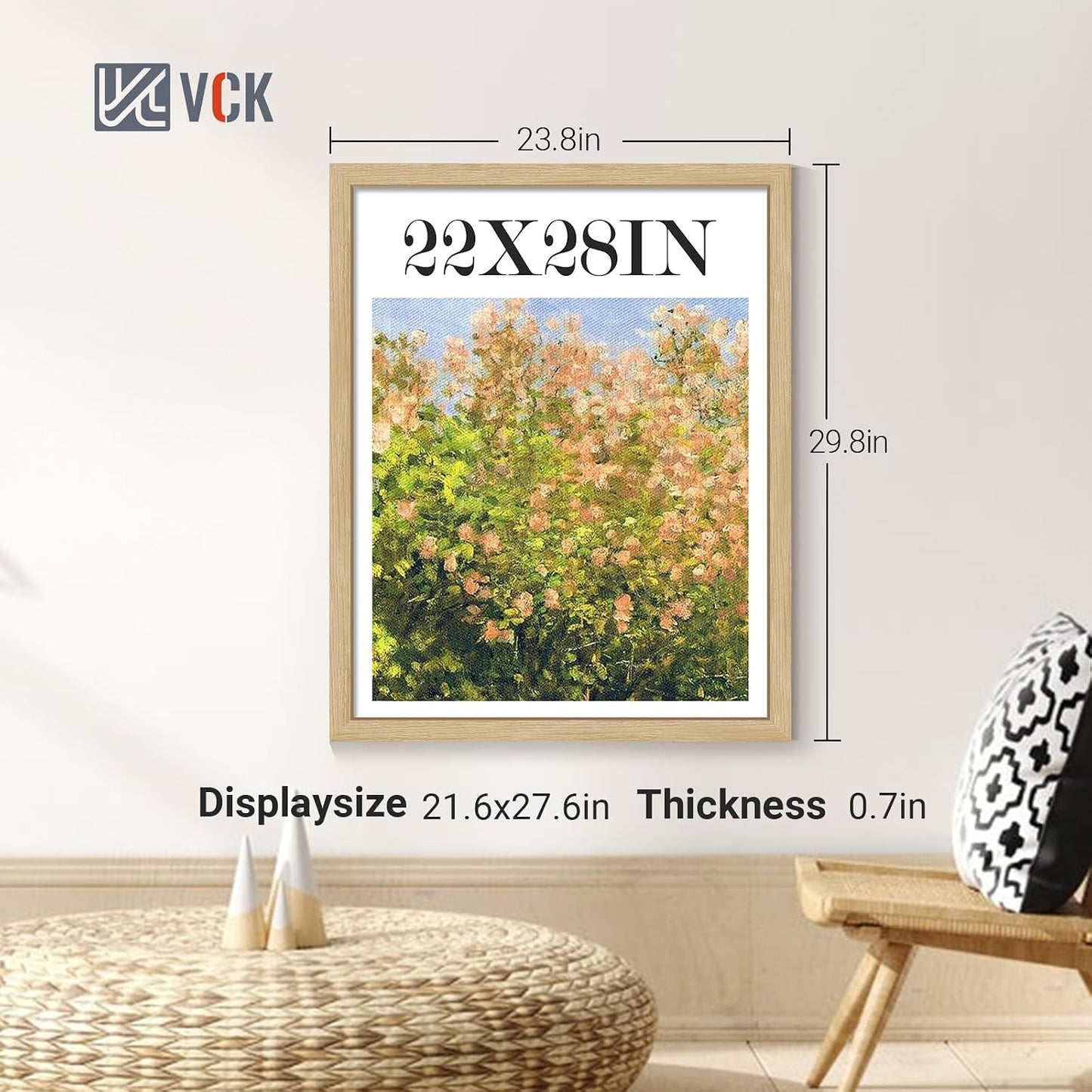 VCK 22x28 Frame Oak 4 Pack, Wide Thick Wood Border, for Poster/Print | Exclusive Woodgrain, Wall Hanging, HD