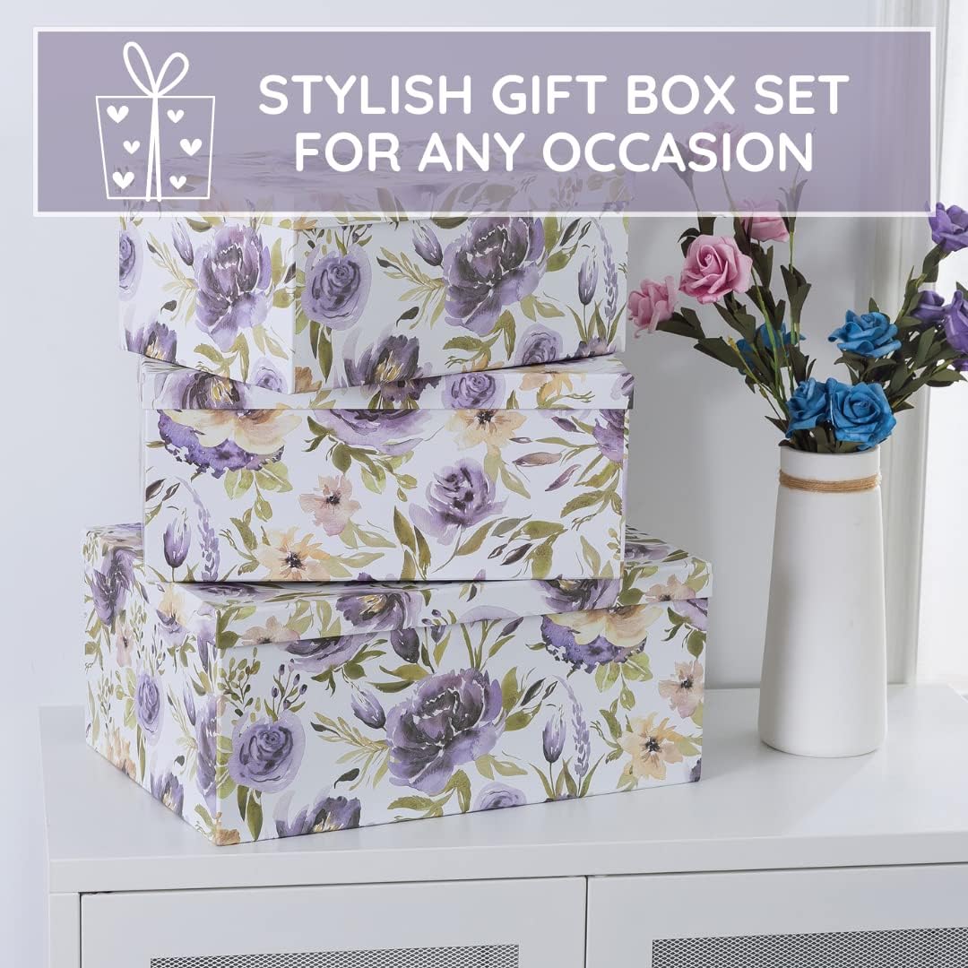 Large Keepsake Boxes / Purple Passion / Set of 3