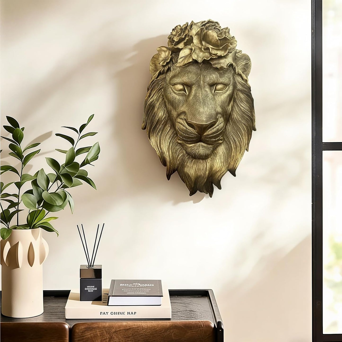 Wall Hanging Decoration / Copper / Lion / Gold