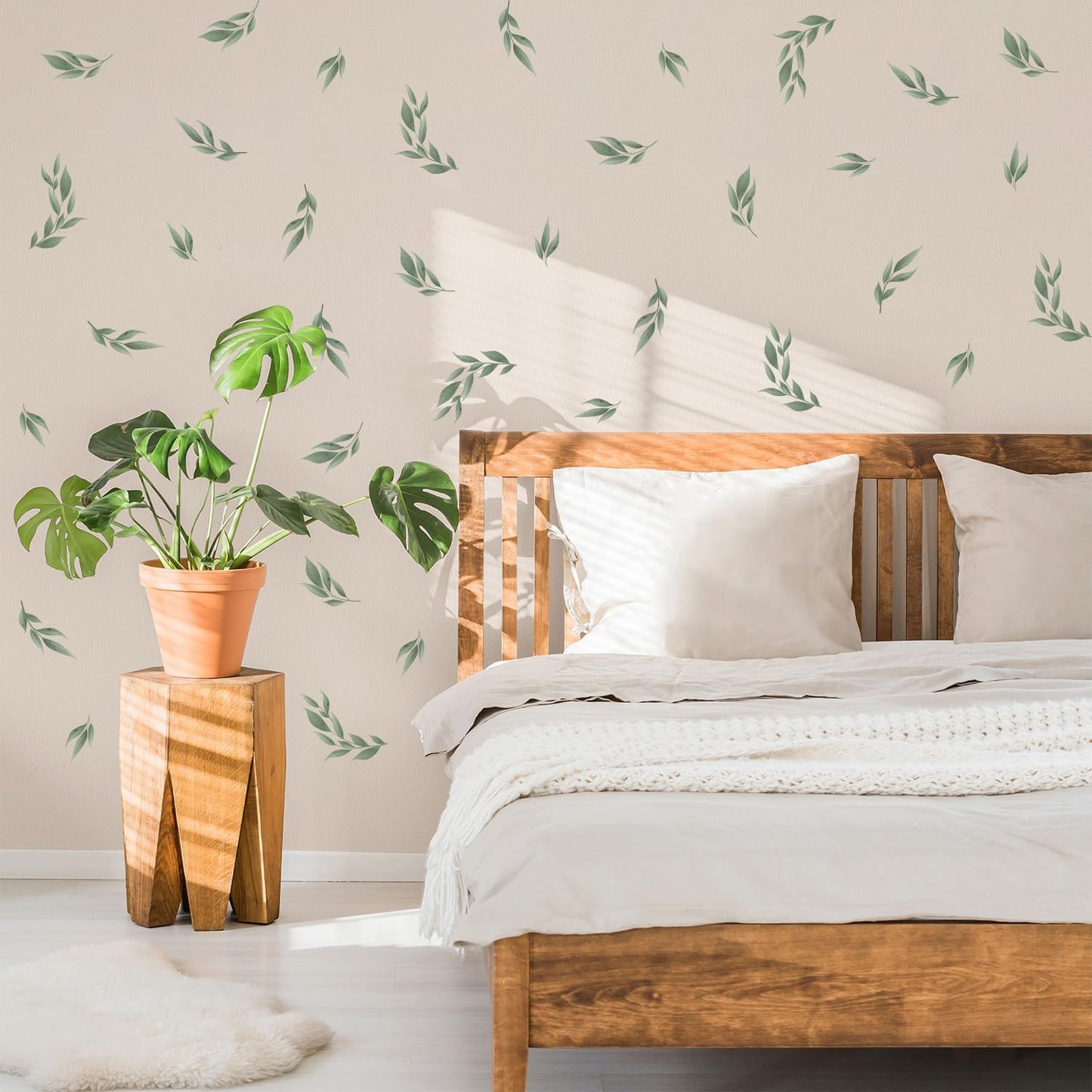 Stickers Boho Decals Sage Wallpaper Watercolor Olive Leaf Decals Fresh / Leaves / Green / Set of 56