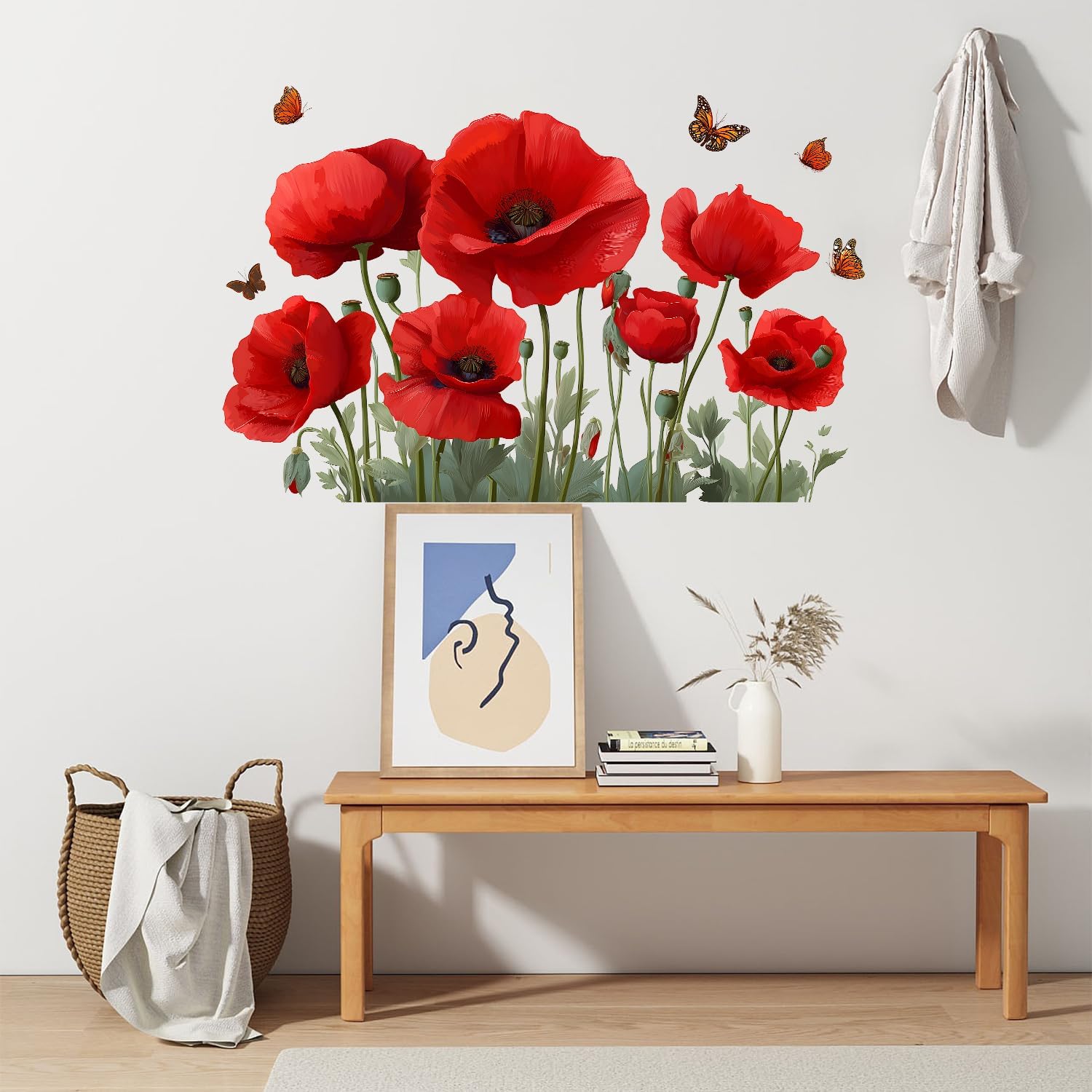 Poppy Flower Wall Decals / #4 / Red