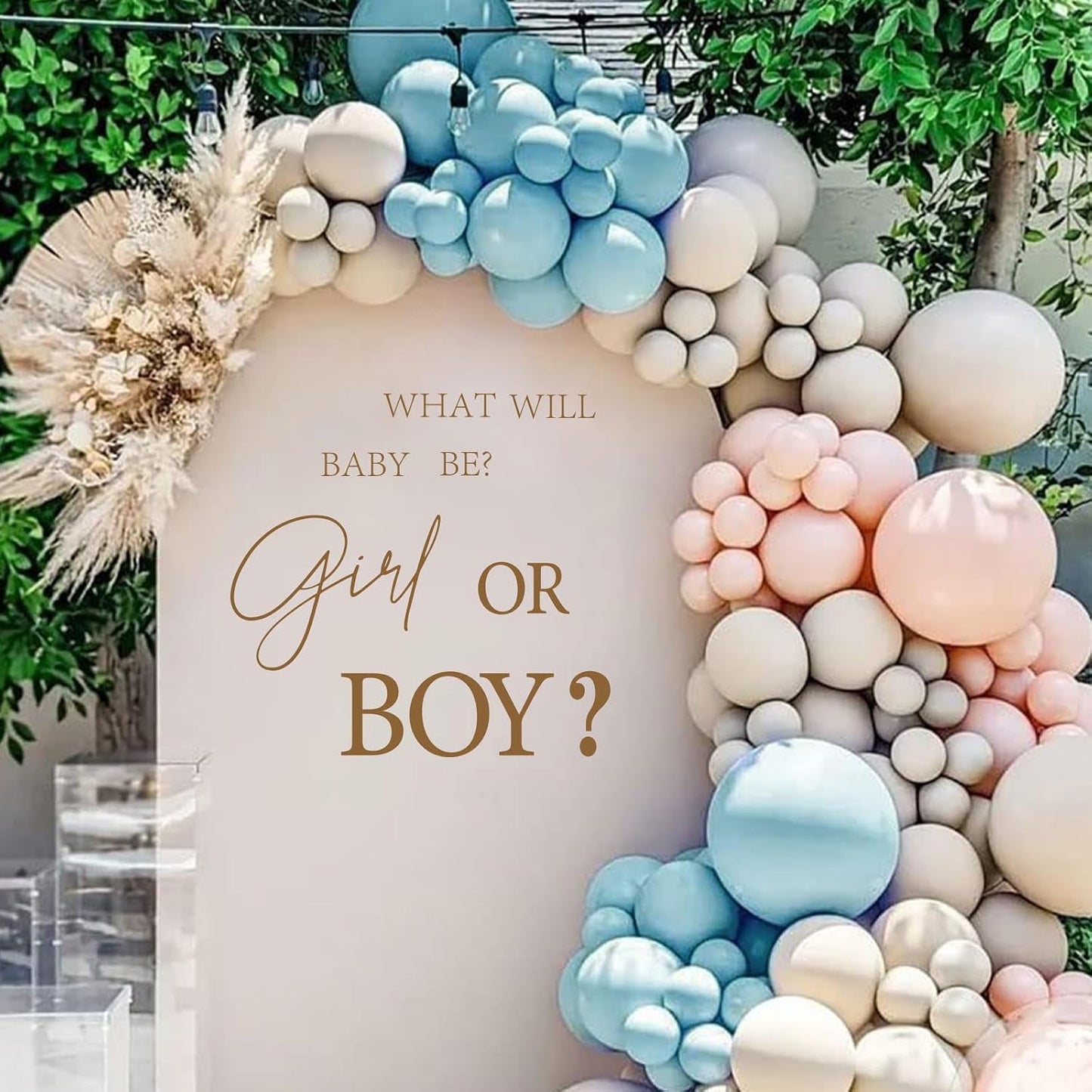 Gender Reveal Party Decal Sign Neutral Color Baby Shower Wall Stickers for Balloon / Girl or Boy