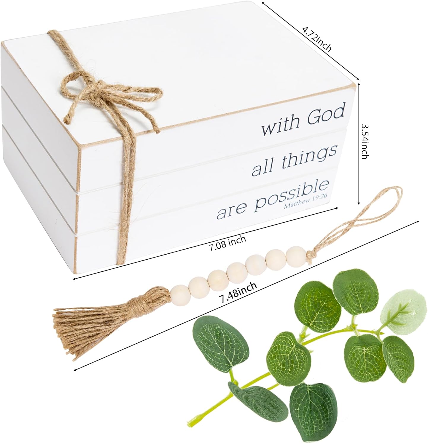 Faux Books / Rustic Farmhouse Decor Books / with God