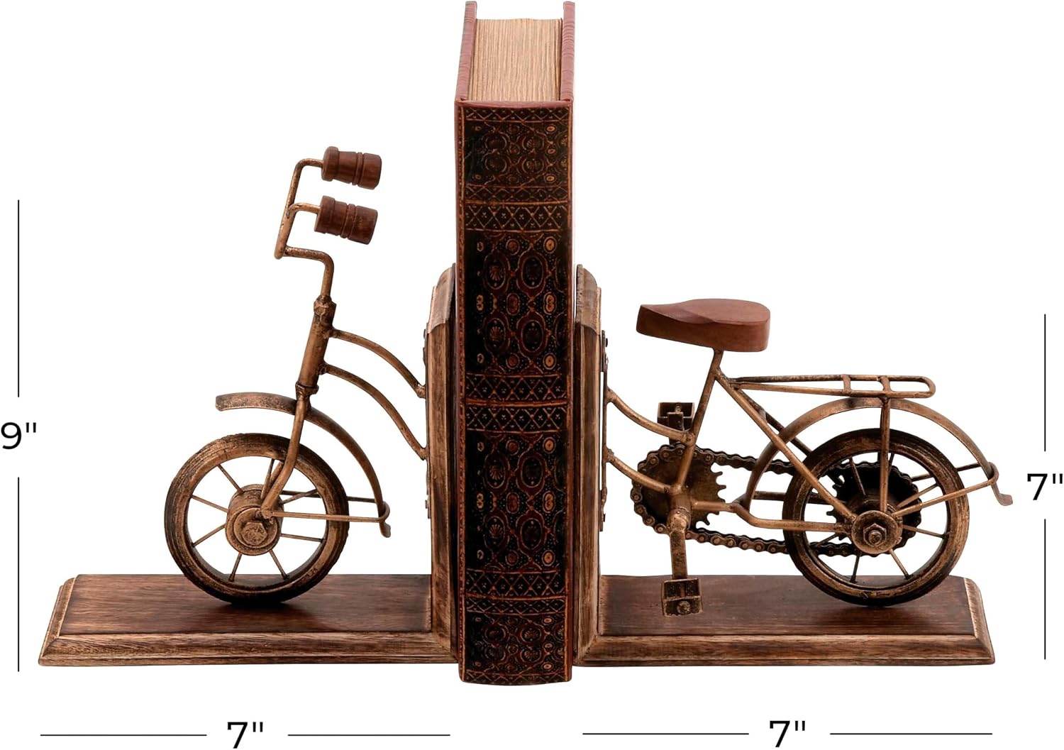 Wooden Bike Decorative Bookends Non Skid Bookends / 9 Inch / Set of 2