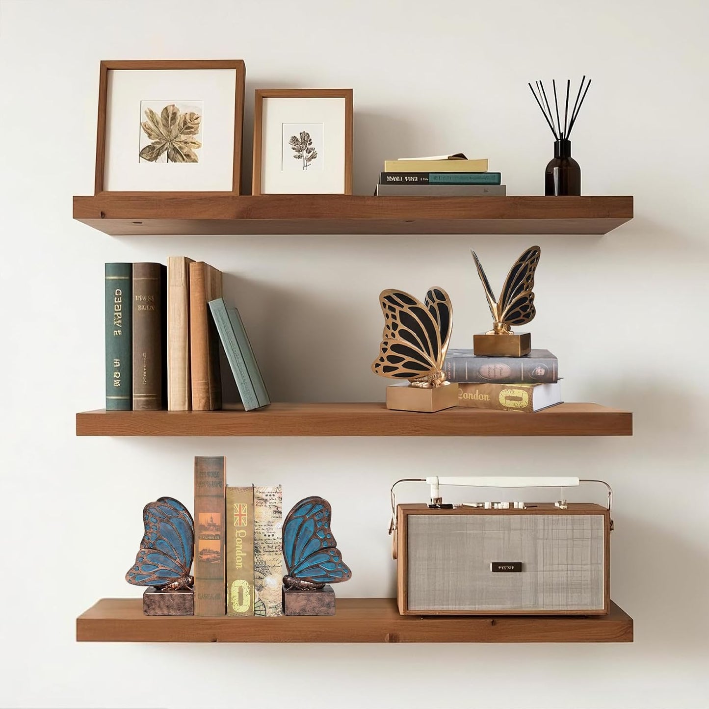Vintage Brass Butterfly Bookends / Black Brass