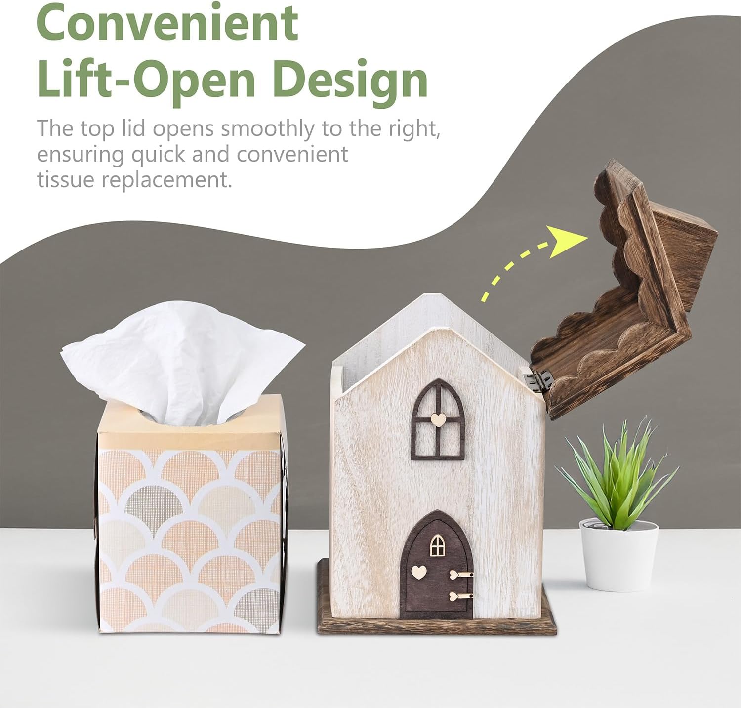 Farmhouse Wooden Square Tissue Box Cover