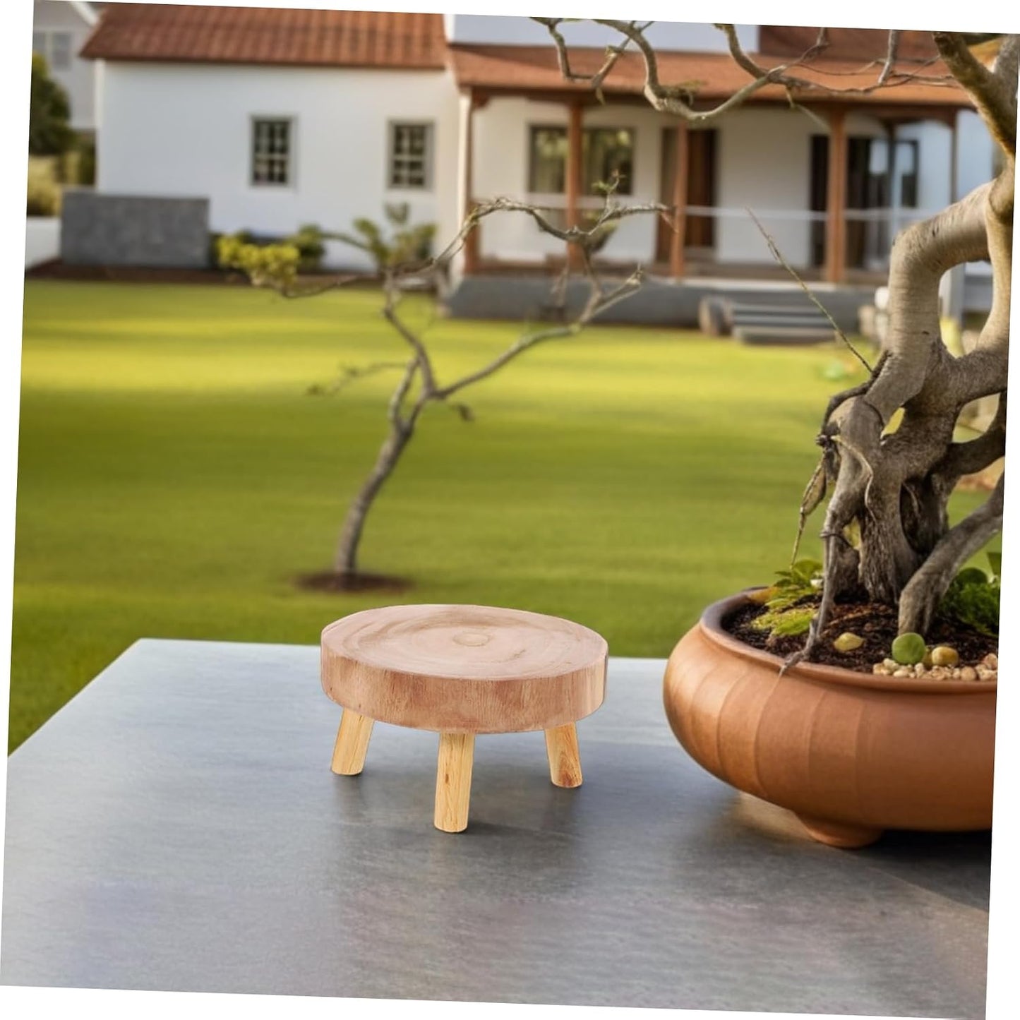 Mini Wooden Stool Display Stand Plant Stand Wood Flower Pot Holder Garden Plant Pot Riser Stand
