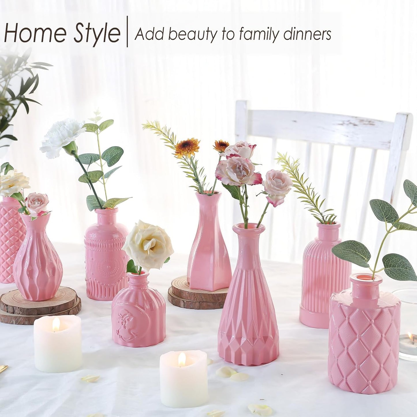 Glass Bud Vases / Baby Pink / Set of 12