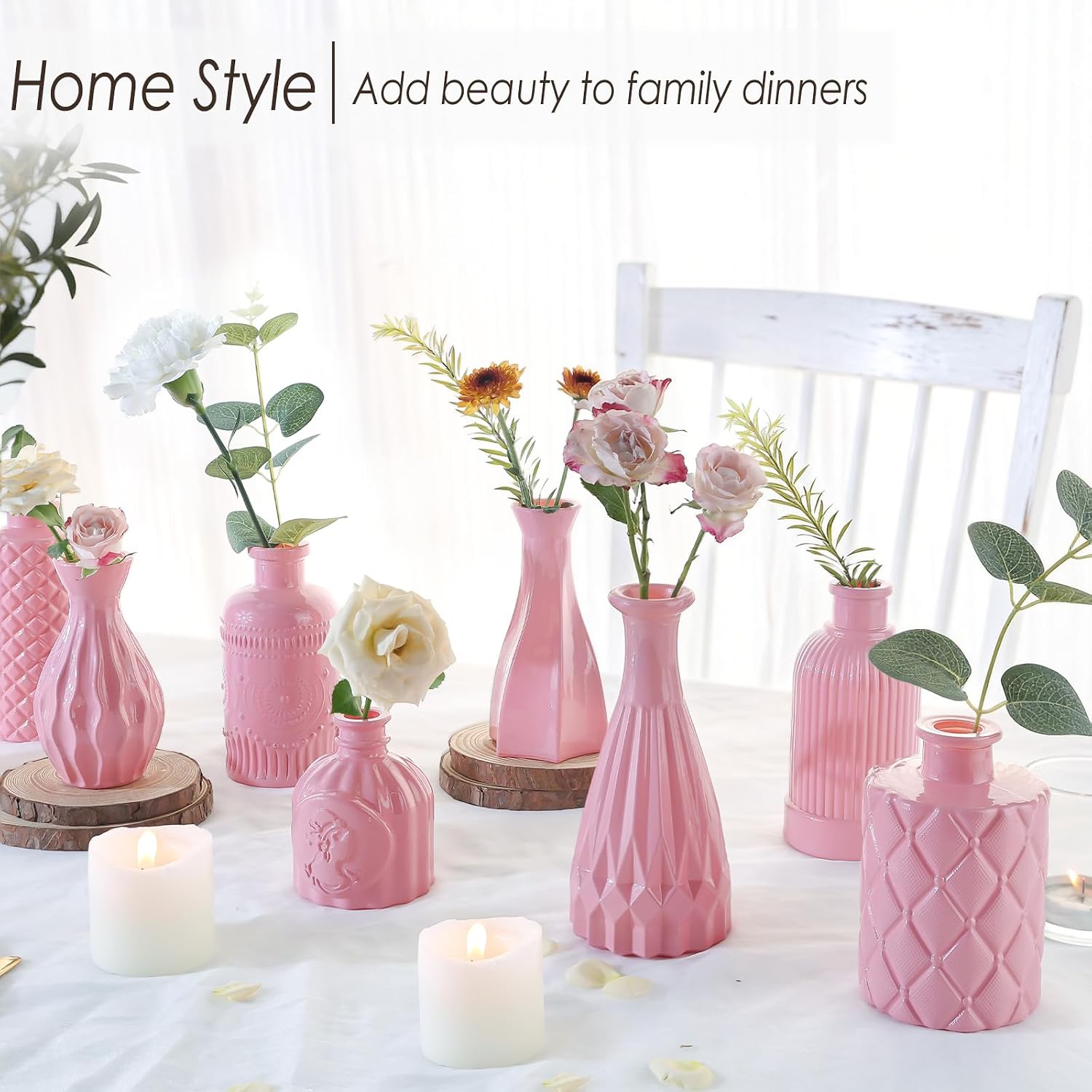 Glass Bud Vases / Baby Pink / Set of 12