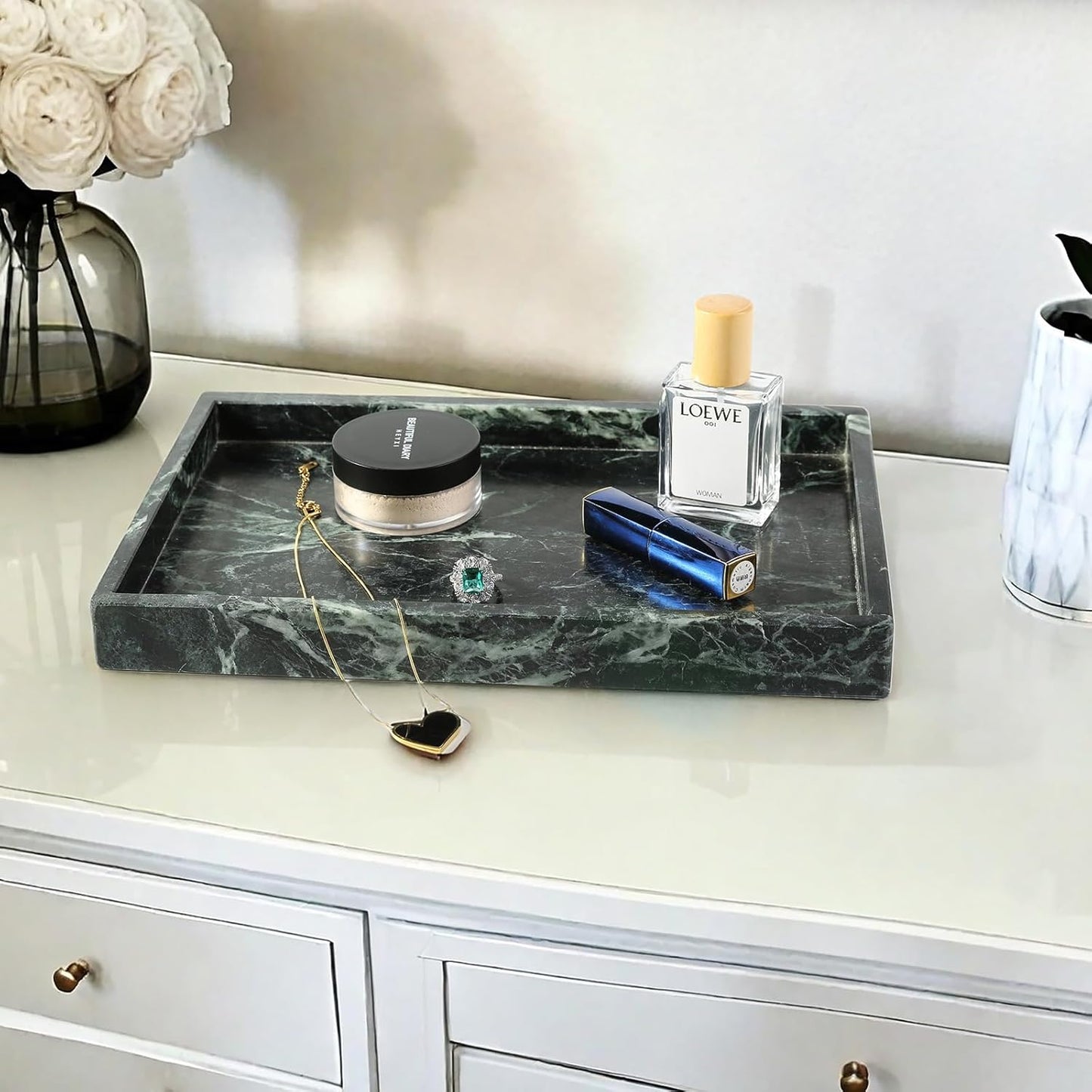 Natural Marble Tray / Indian Green / 12 x 8 x 0.8
