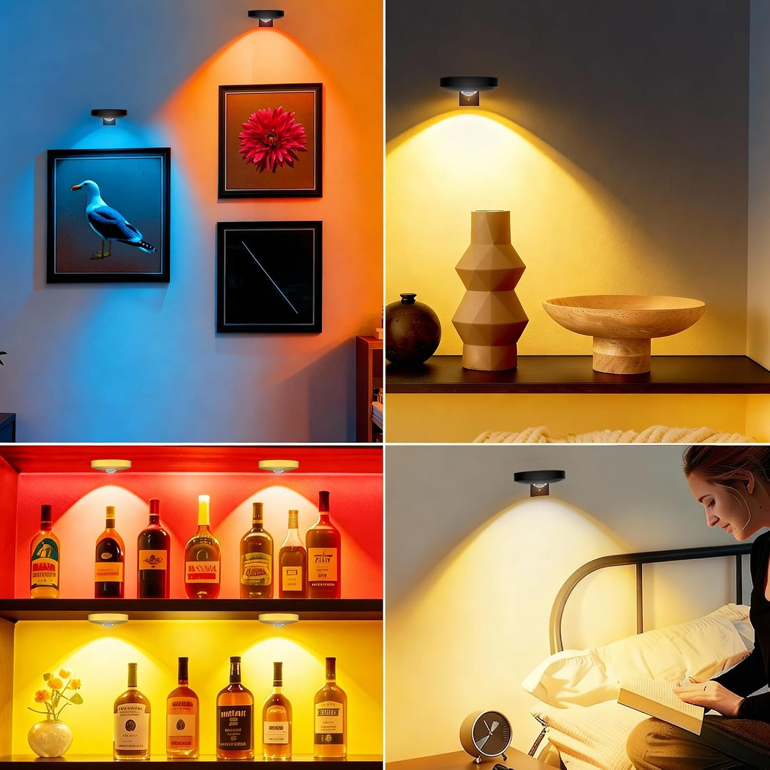 Rechargeable Picture Lights for Wall,Under Cabinet Lighting,1500mAh Rechargeable Battery Operated Picture Frame Lights