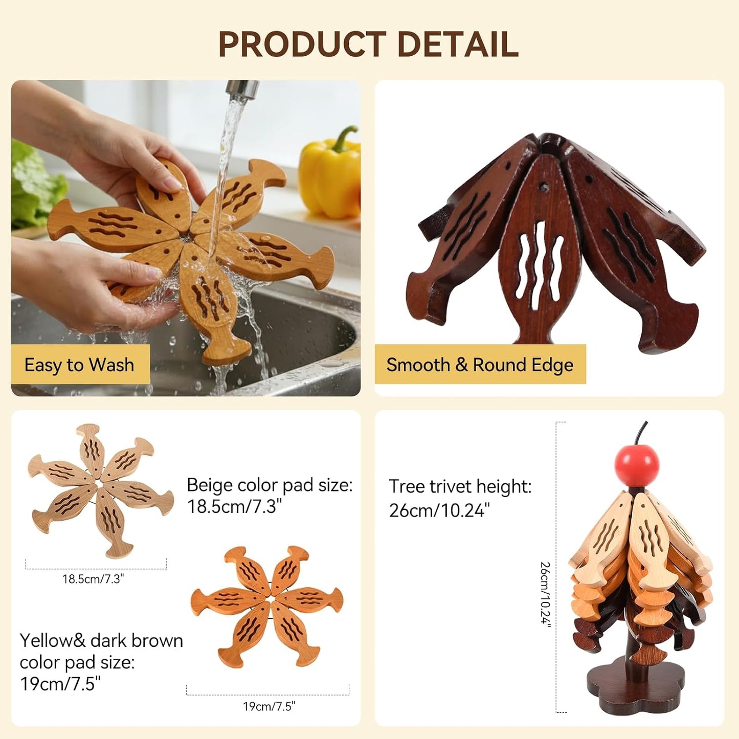 Wooden -Shape Coaster Sets for Drink / Fish / Set of 5