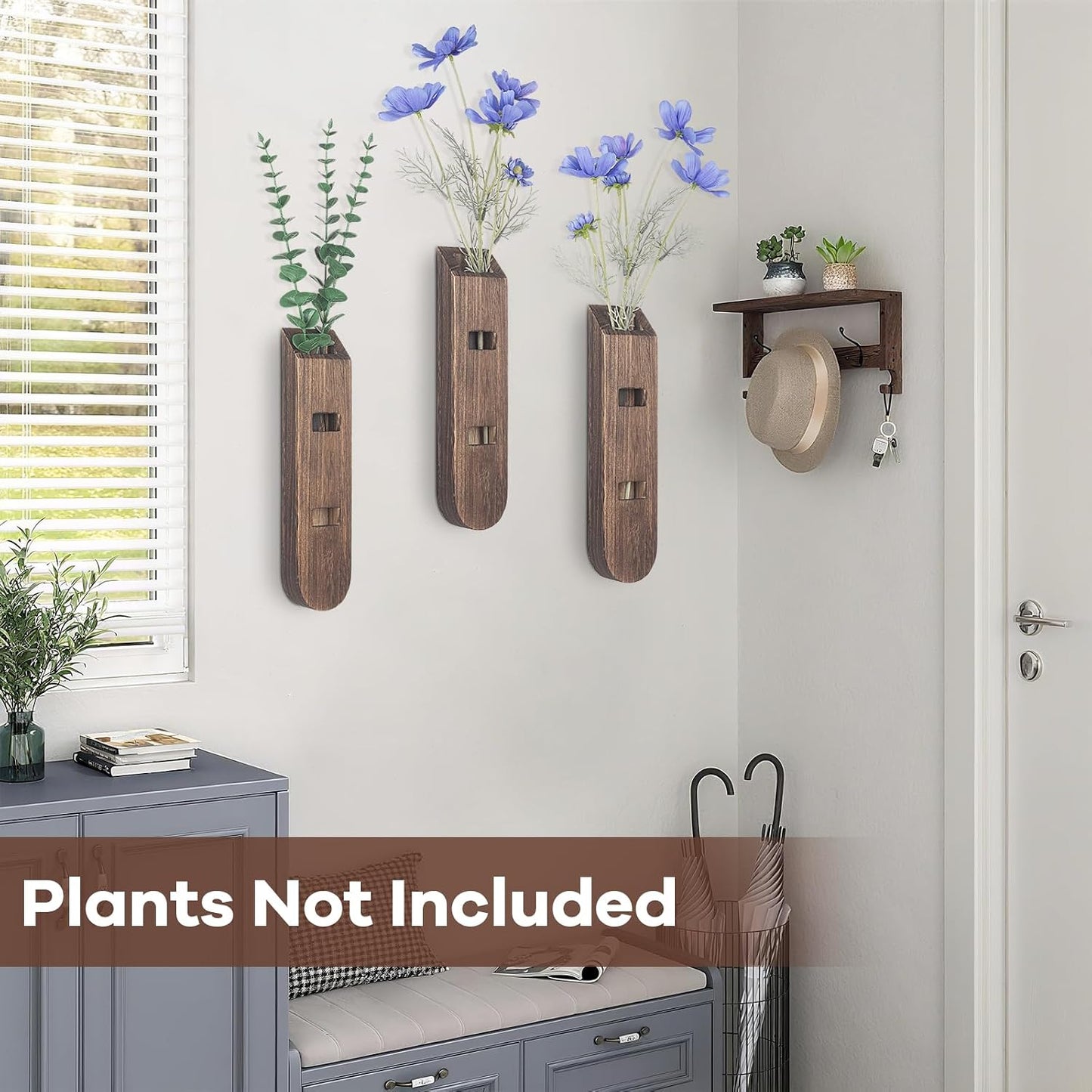Wood Planter Set / Log Color-d / Set of 3