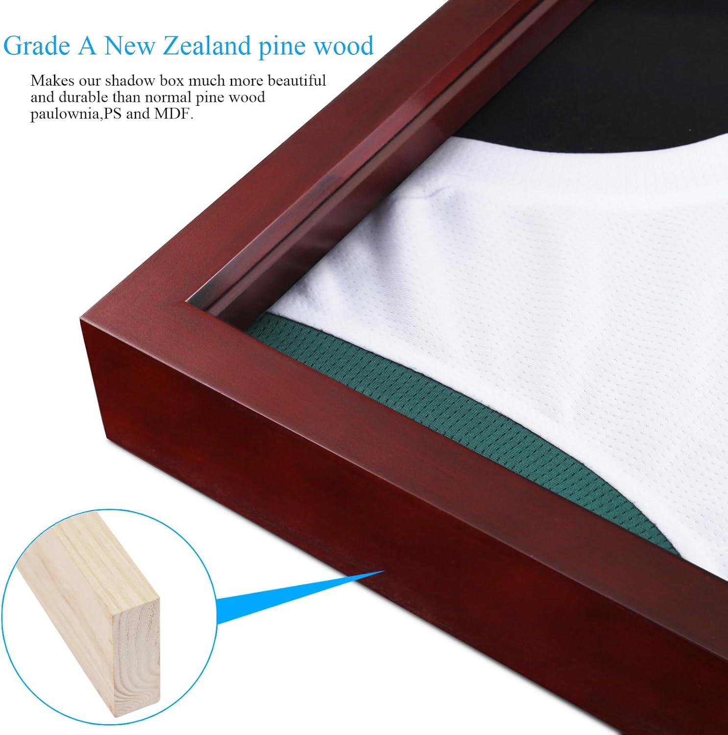 1DOT2 Shadow Box Frame 16x20 Large Jersey Display Case, Cherry Red | Grade A Natural Pine Wood, HD Acrylic Front, Metal