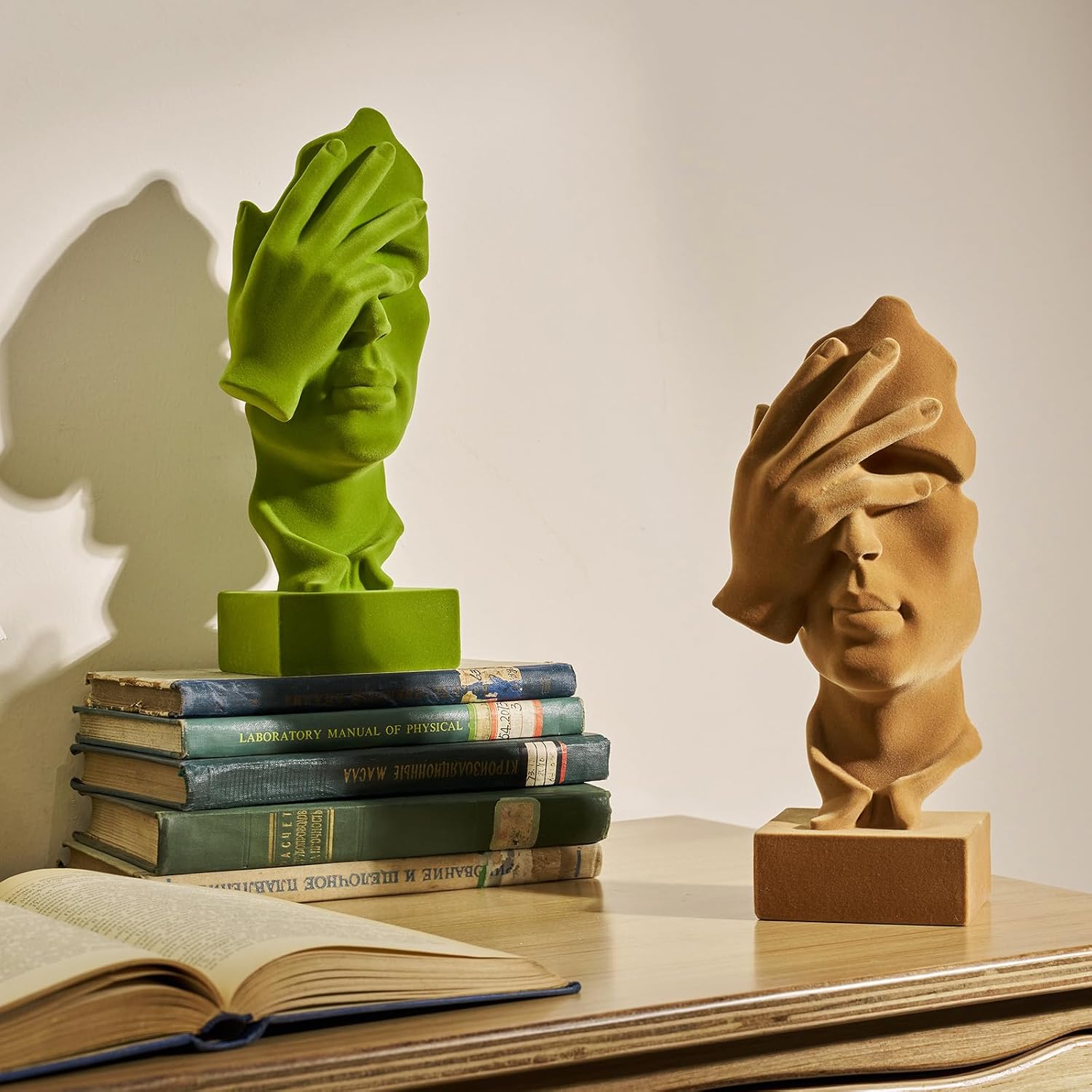 See No Evil Sculpture Modern Abstract Figurine for Desk / Nosee-brown