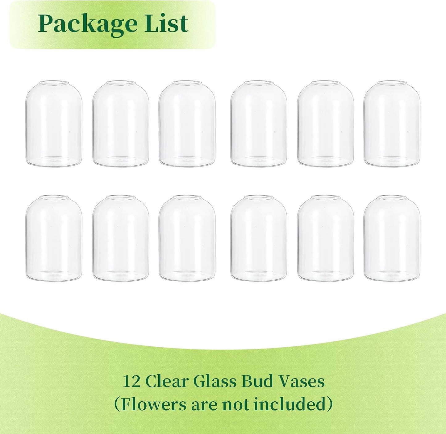 Glass Bud Vases for Centerpieces / Clear / Set of 12
