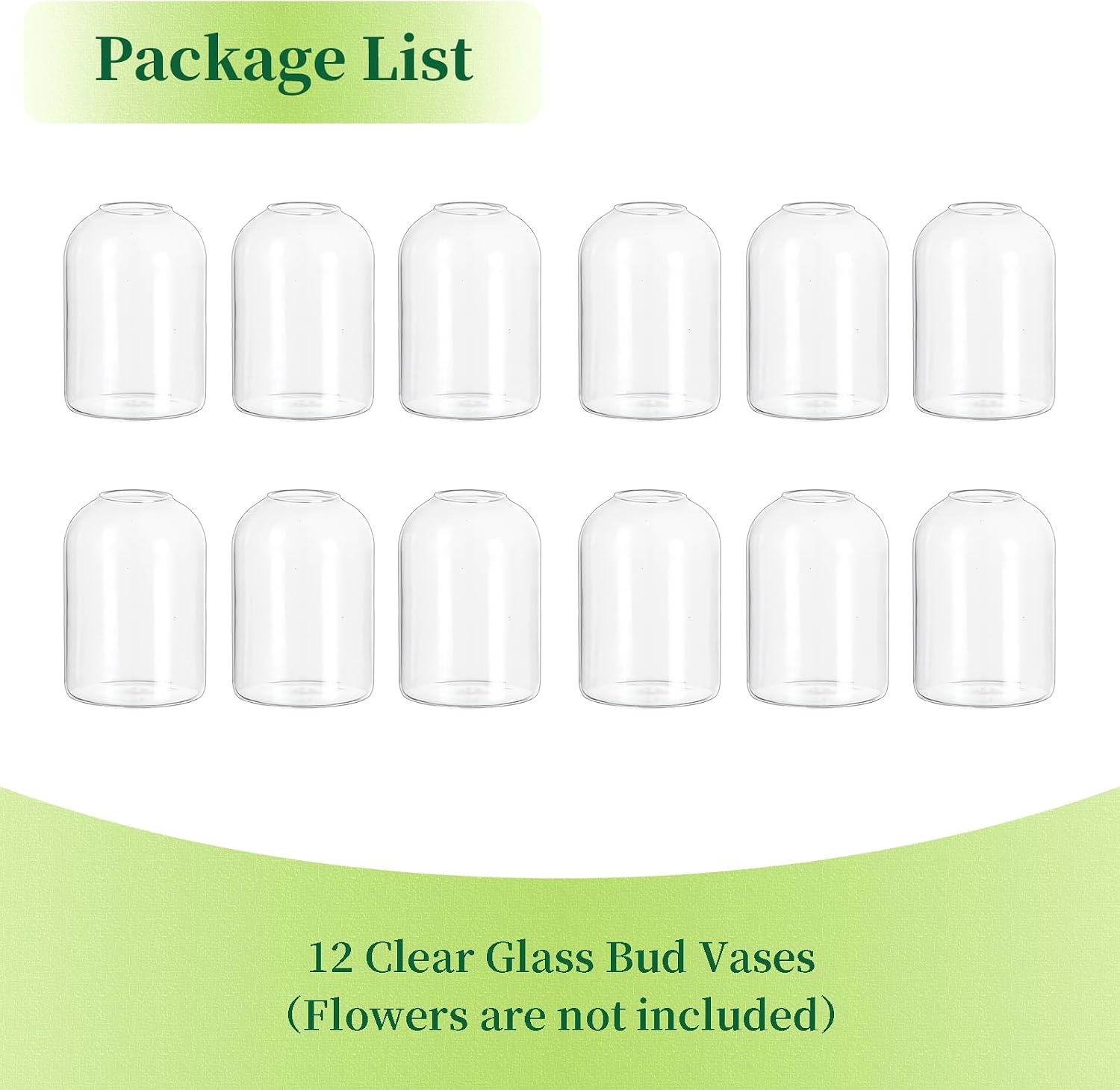 Glass Bud Vases for Centerpieces / Clear / Set of 12
