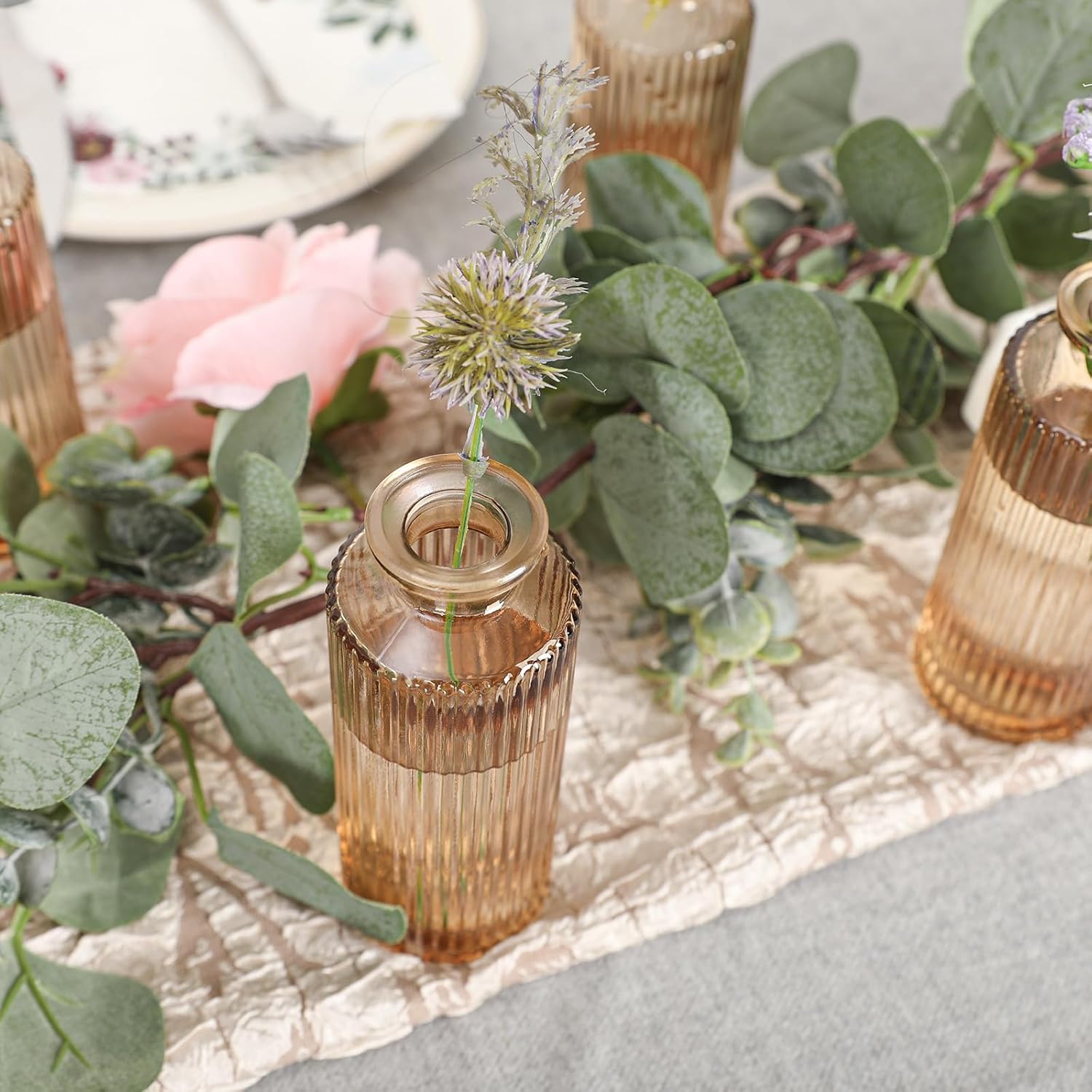 Glass Bud Vases / Amber / Set of 20
