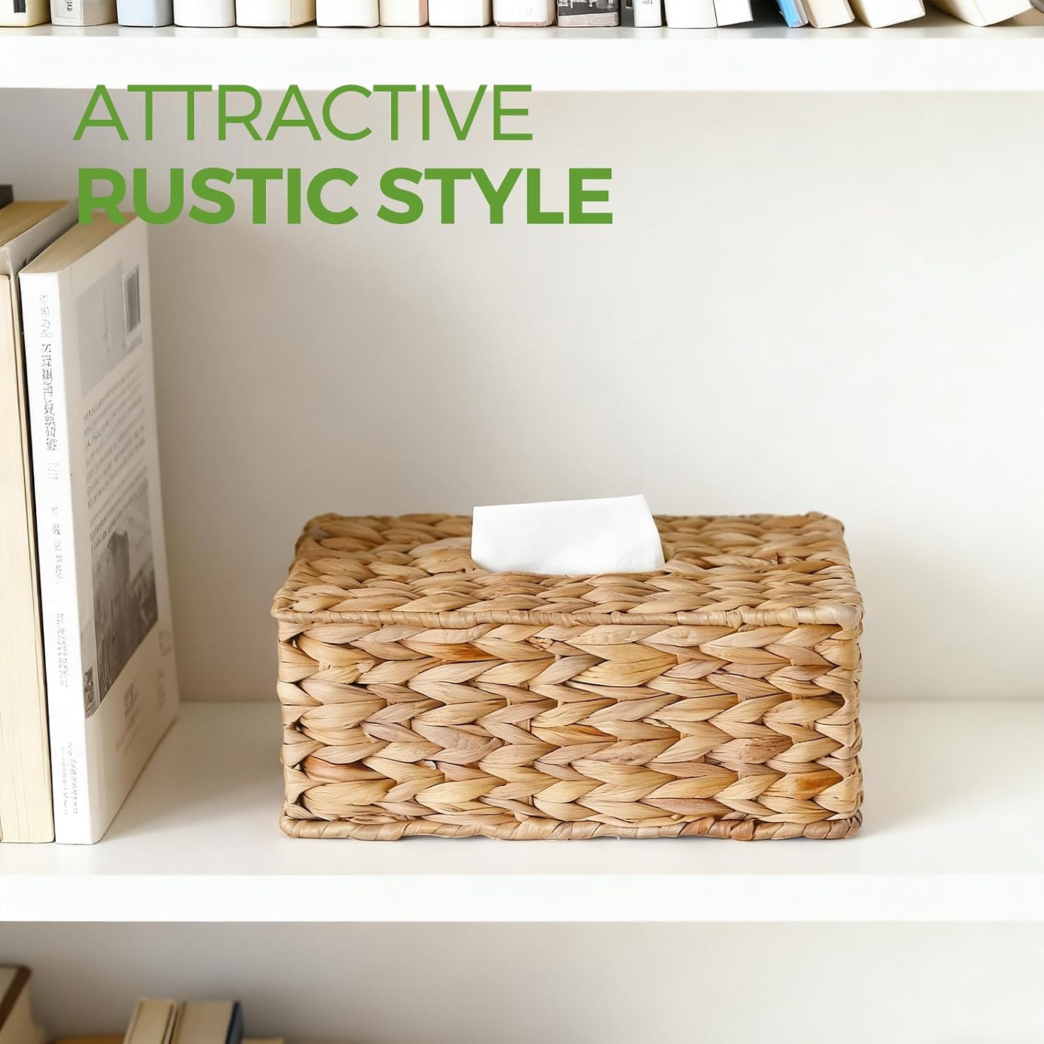 Wicker Tissue Box Cover Fits 120-Count / 160-Count Boxes / Natural Yellow / Rectangle / Set of 2