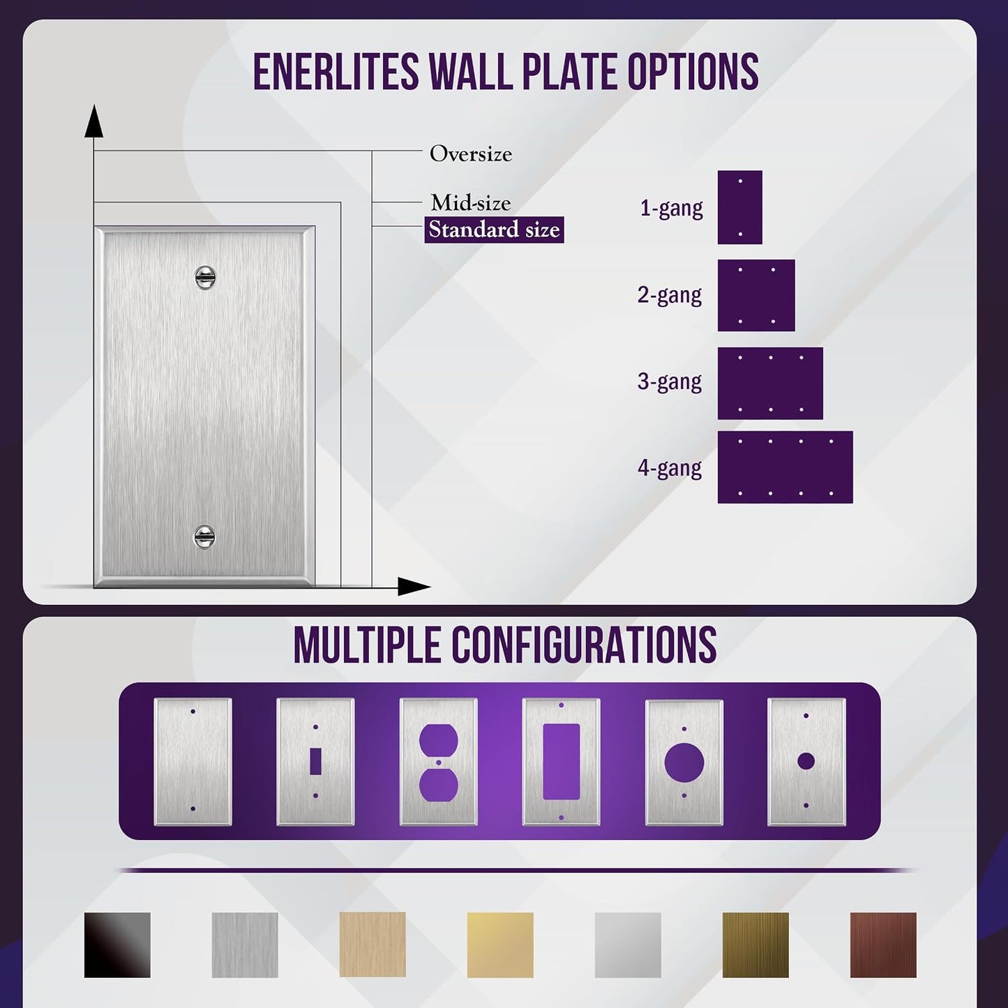 ENERLITES Blank Metal Wall Plate, 1-Gang, Stainless Steel, 10 Pack | Value pack of 10, Rust-proof 430 stainless