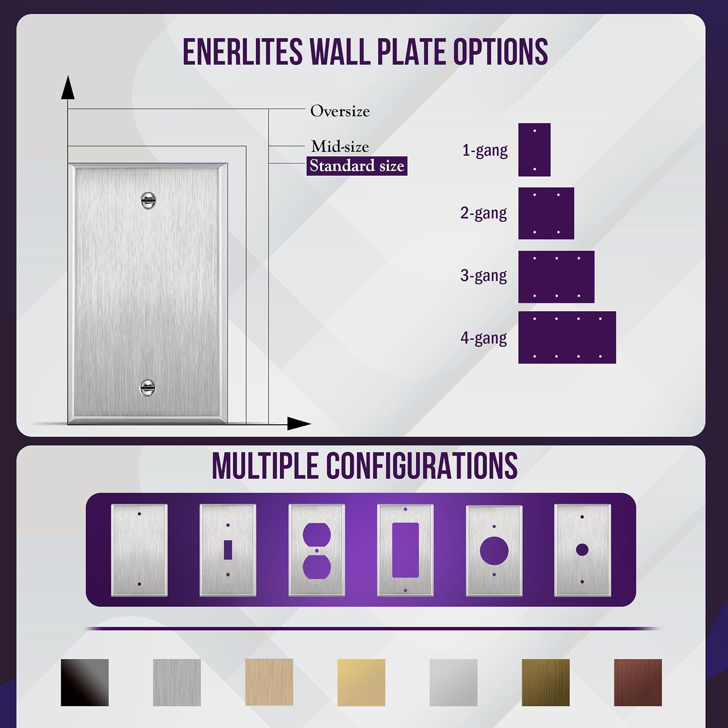 ENERLITES Blank Metal Wall Plate, 1-Gang, Stainless Steel, 10 Pack | Value pack of 10, Rust-proof 430 stainless