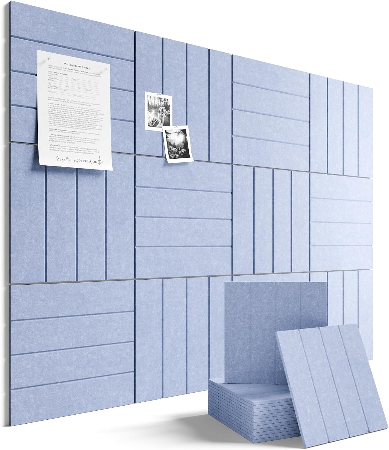 Fluxynara 48" x 36" Large Felt Bulletin Board, Soft Periwinkle