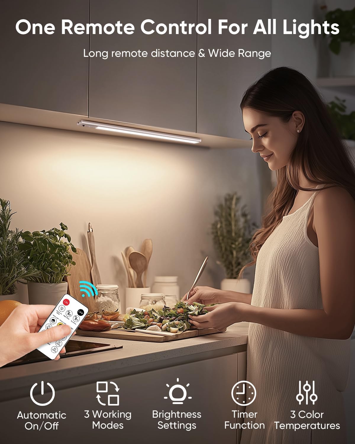 10inch Under Cabinet Lighting Wireless 6 Pack, 2200mAh Rechargeable Battery Operated Motion Sensor Light Indoor, Closet