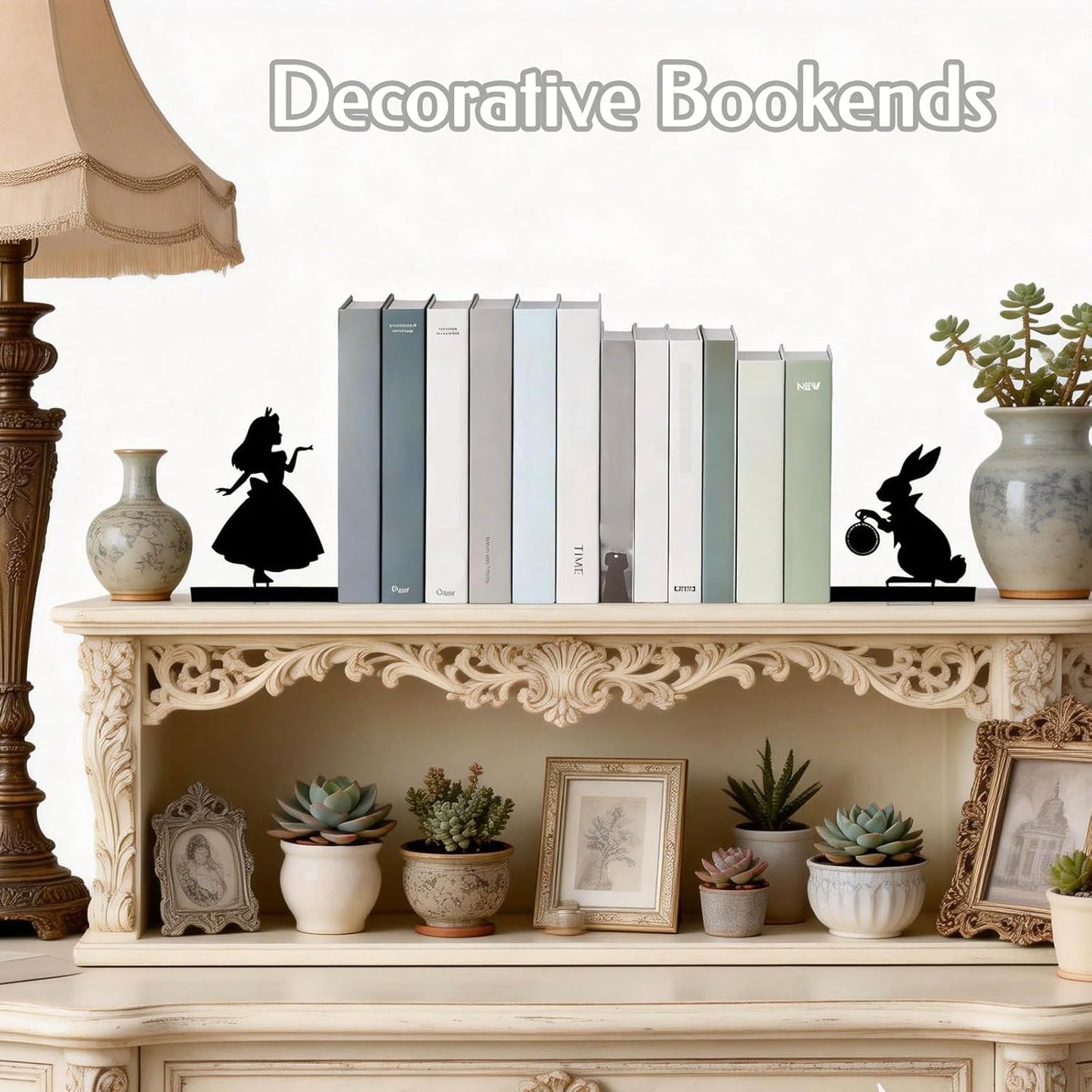Decorative Bookends Metal Stopper Shelves Nursery Office Library Bedroom for Book