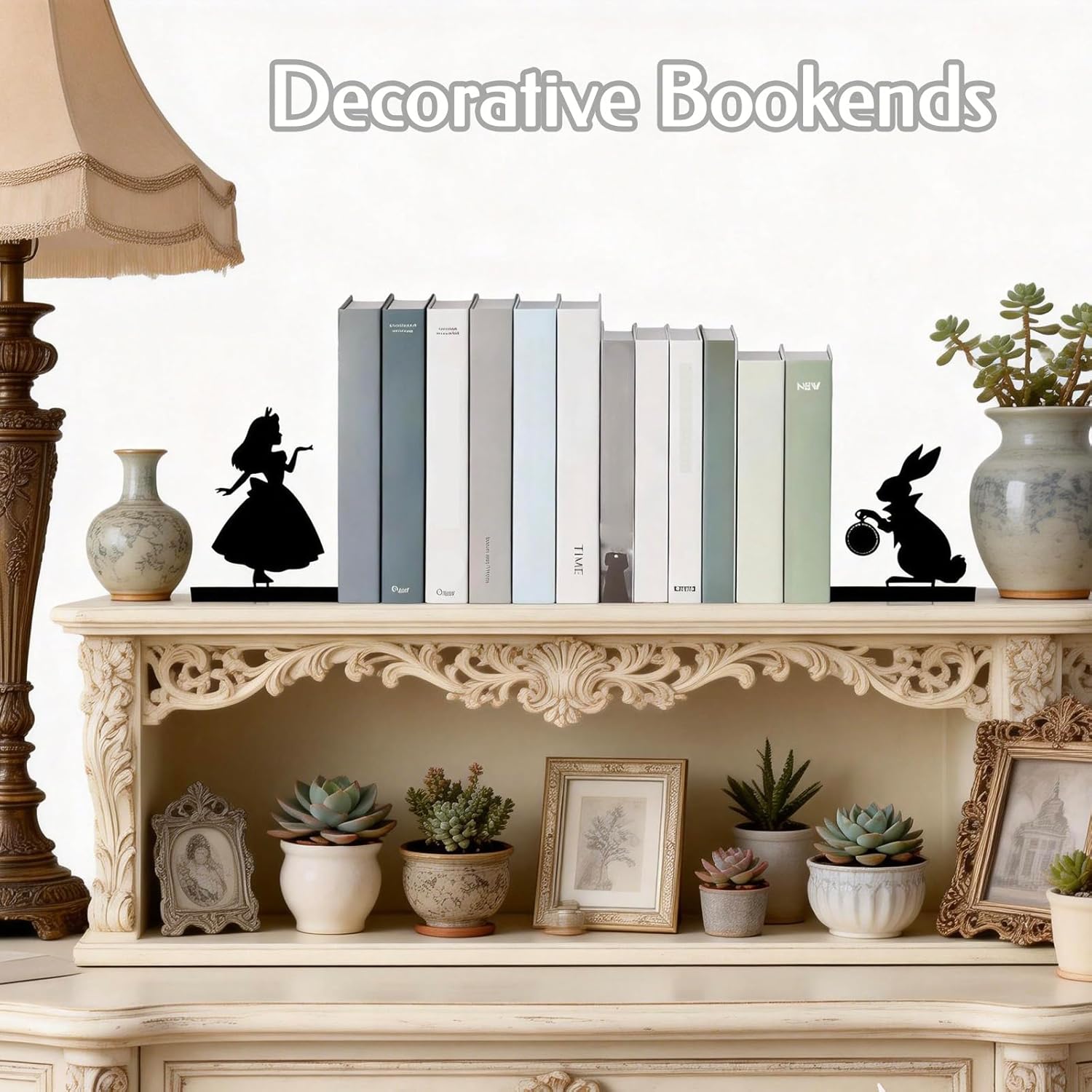 Decorative Bookends Metal Stopper Shelves Nursery Office Library Bedroom for Book
