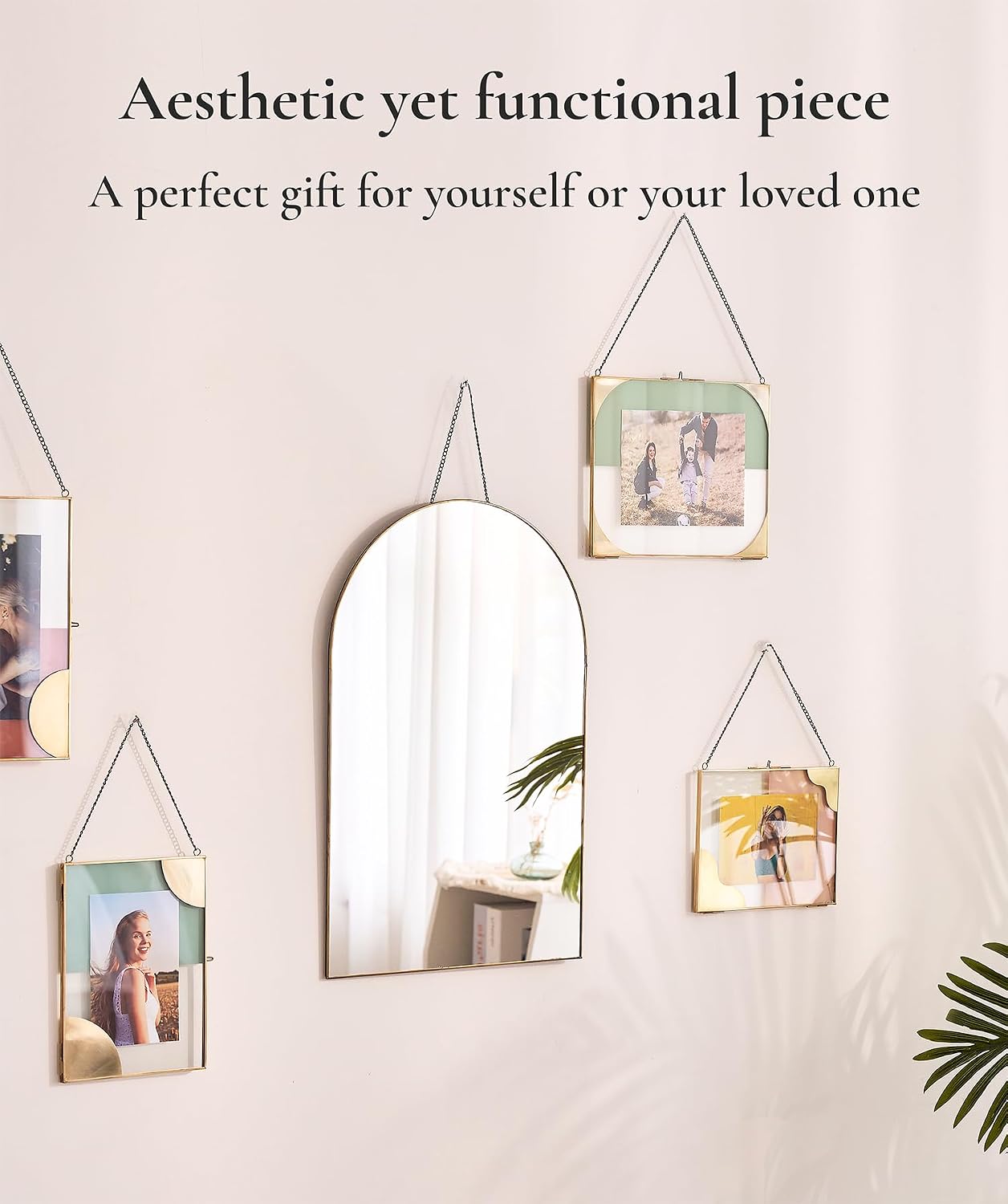 Arched Wall Mirror "- Small Vintage Hanging Mirror / 13 x 19 / Classic Arch / Gold