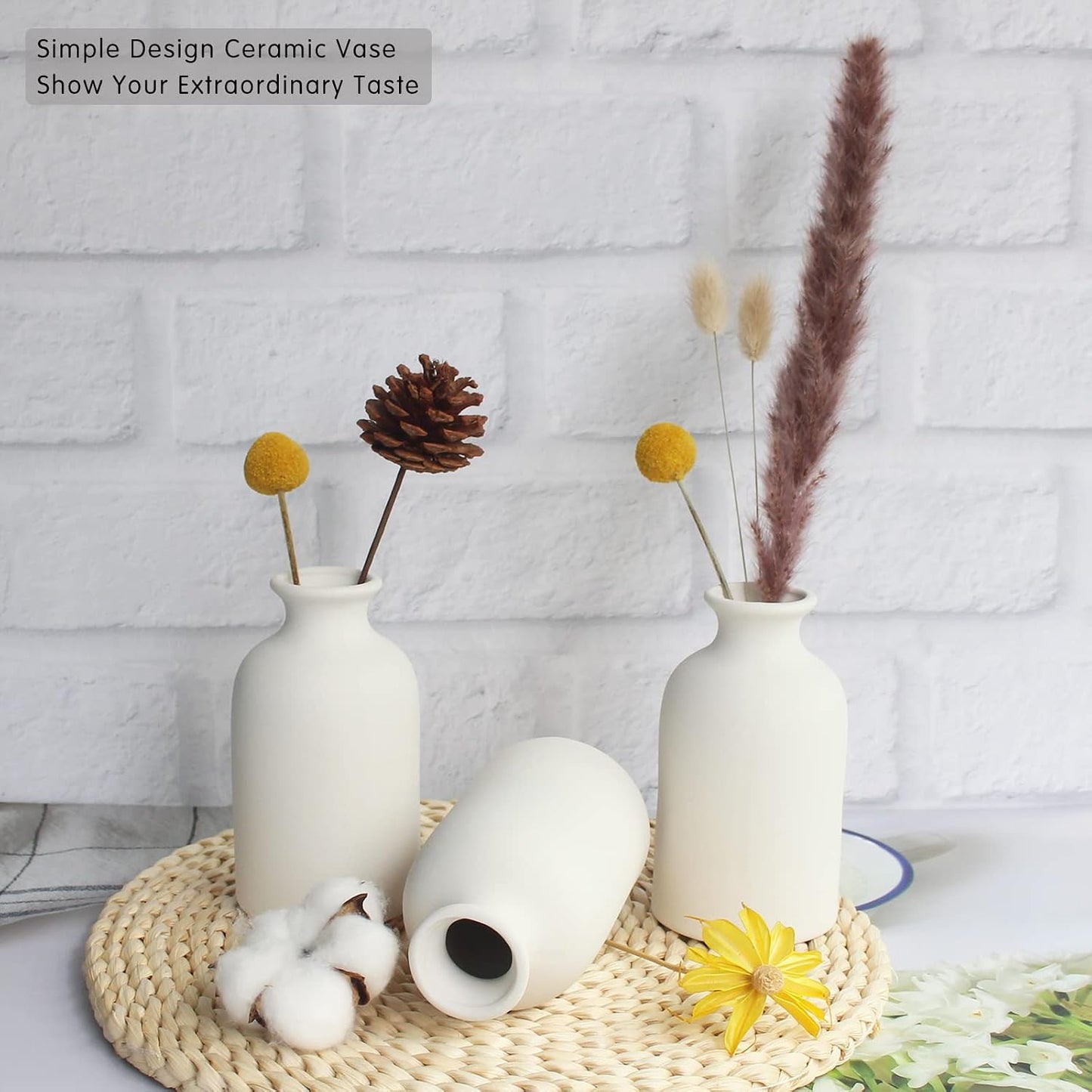 White Vase Ceramic Vases for Decor / Small / White-a / Set of 6