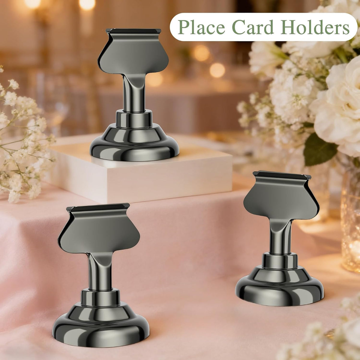 Urban Deco 24 Pieces Table Card Holder Place Card Holders 1.7 inches Gold Steel Card Holders for Photos, Food Signs