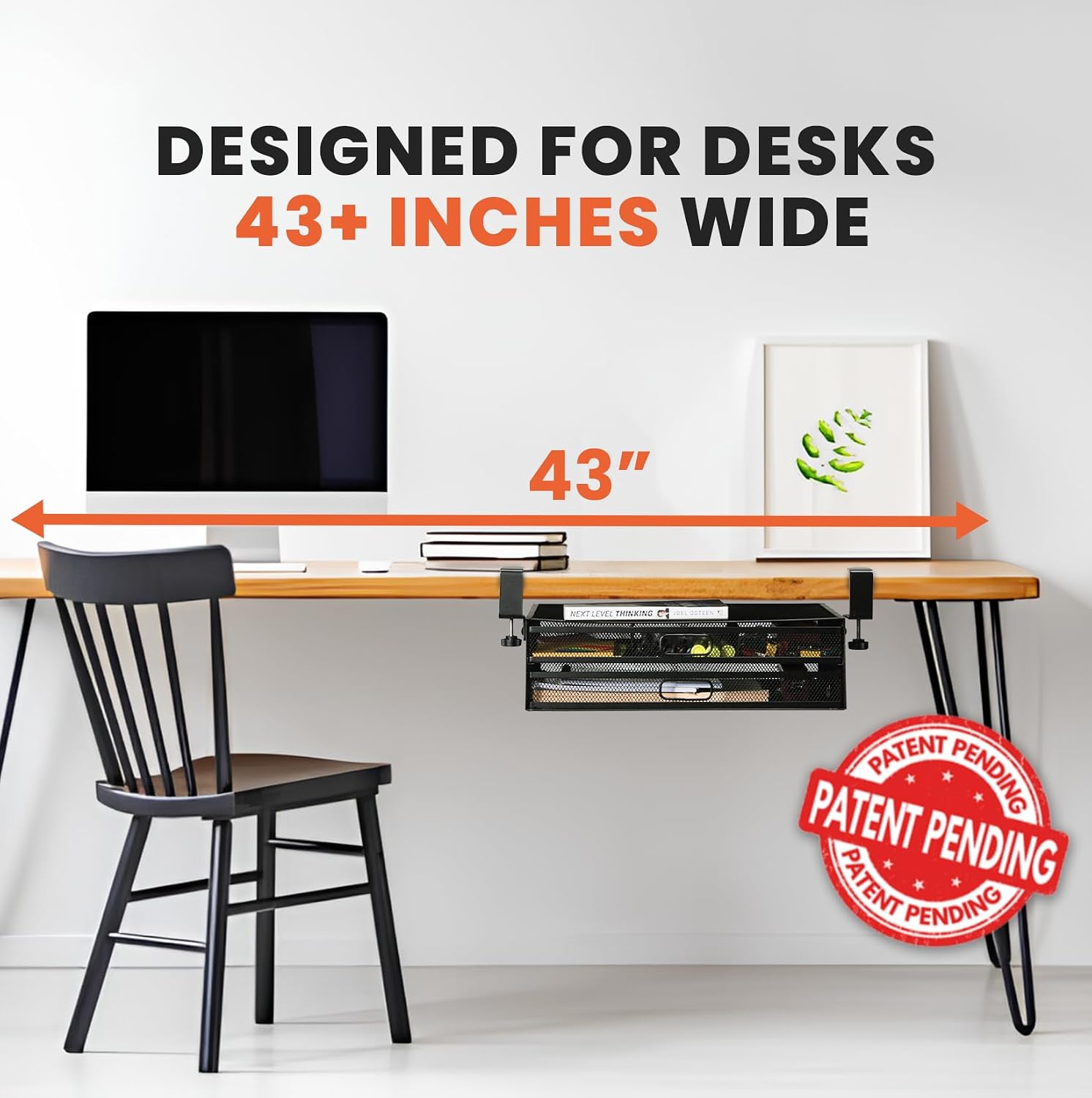 Homeify Under Desk Drawer Organizer Clamp-On, Mesh Metal Drawer Attachment, 2 Drawer Slide Out, On Or Under Desk